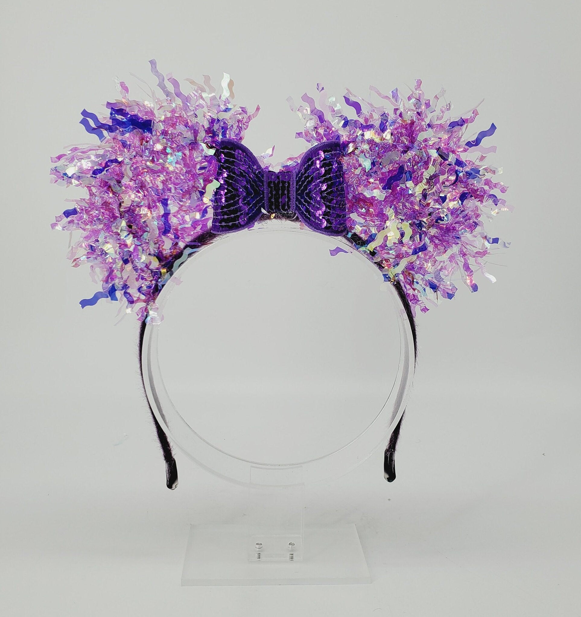 Purple Mickey Ears, Light Up Minnie Ears Headband with Bow