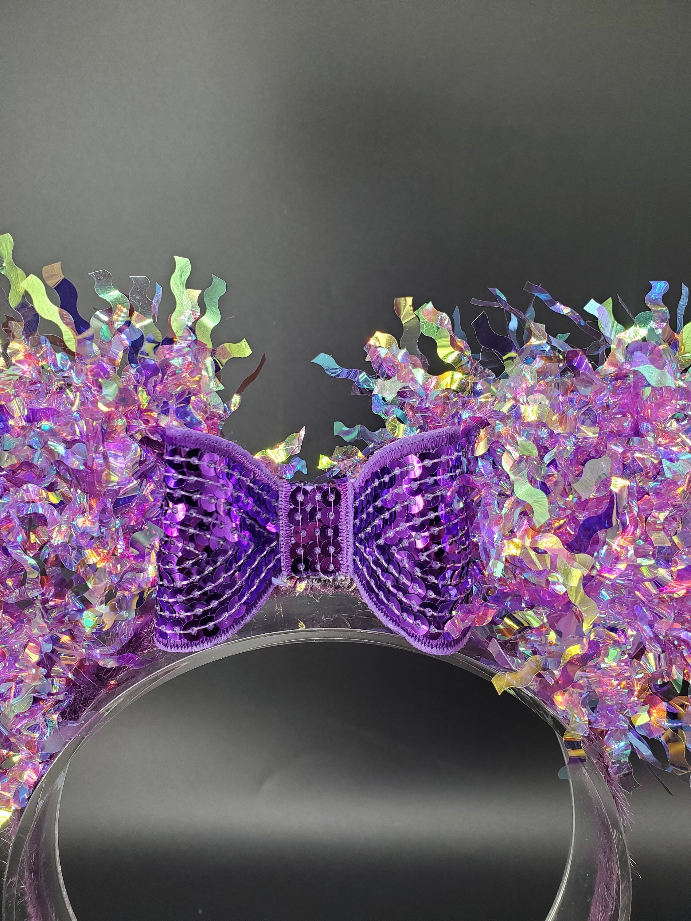 Purple Mickey Ears, Light Up Minnie Ears Headband with Bow