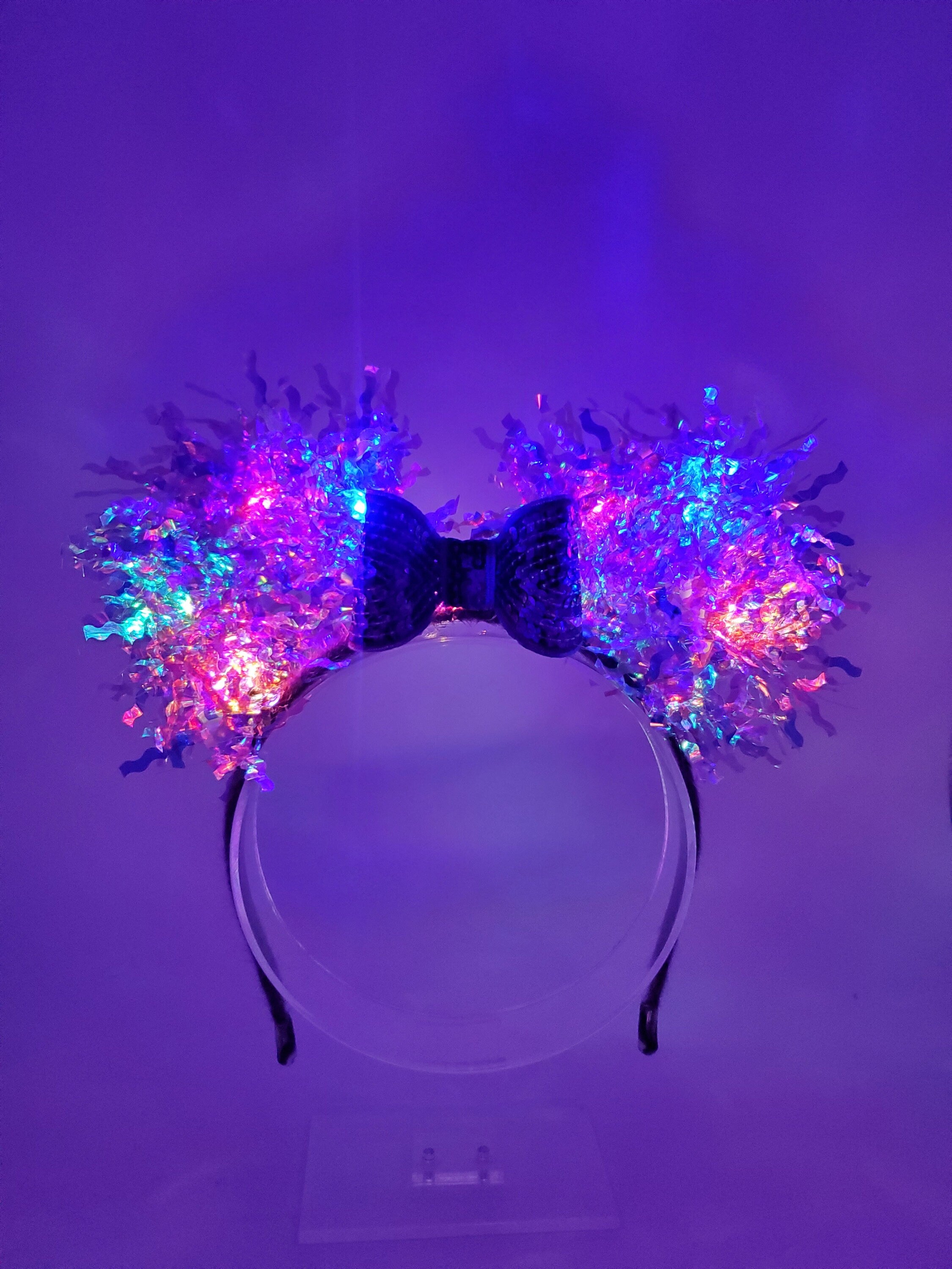 Purple Mickey Ears, Light Up Minnie Ears Headband with Bow