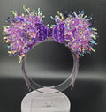 Purple Mickey Ears, Light Up Minnie Ears Headband with Bow