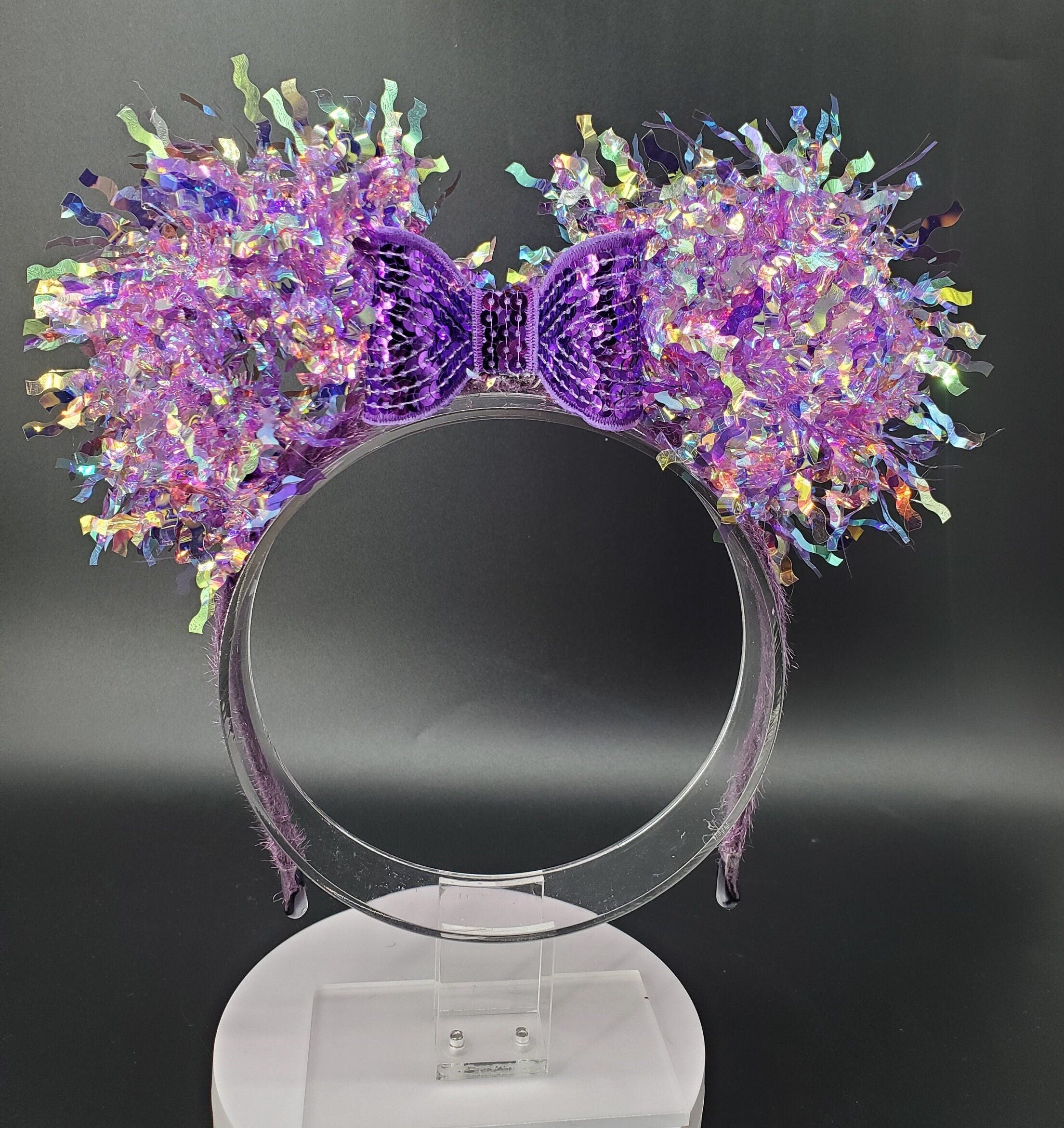 Purple Mickey Ears, Light Up Minnie Ears Headband with Bow