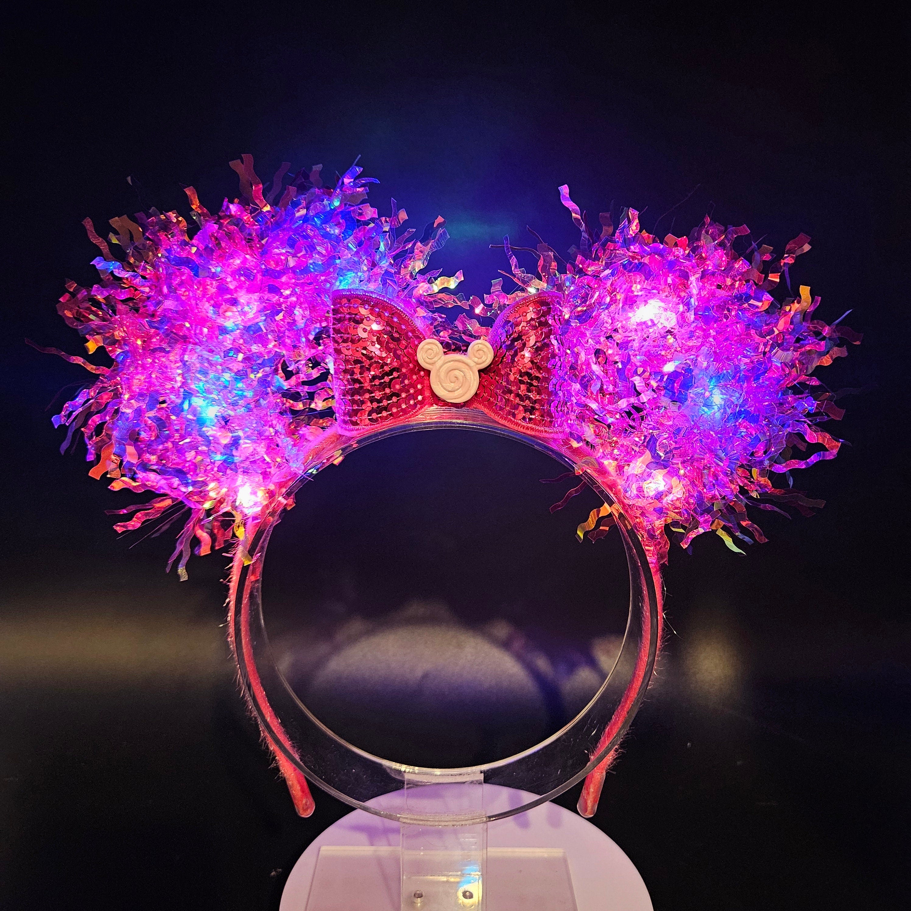 Pink Candy Mickey Ears: Light-Up Holographic Princess Headband