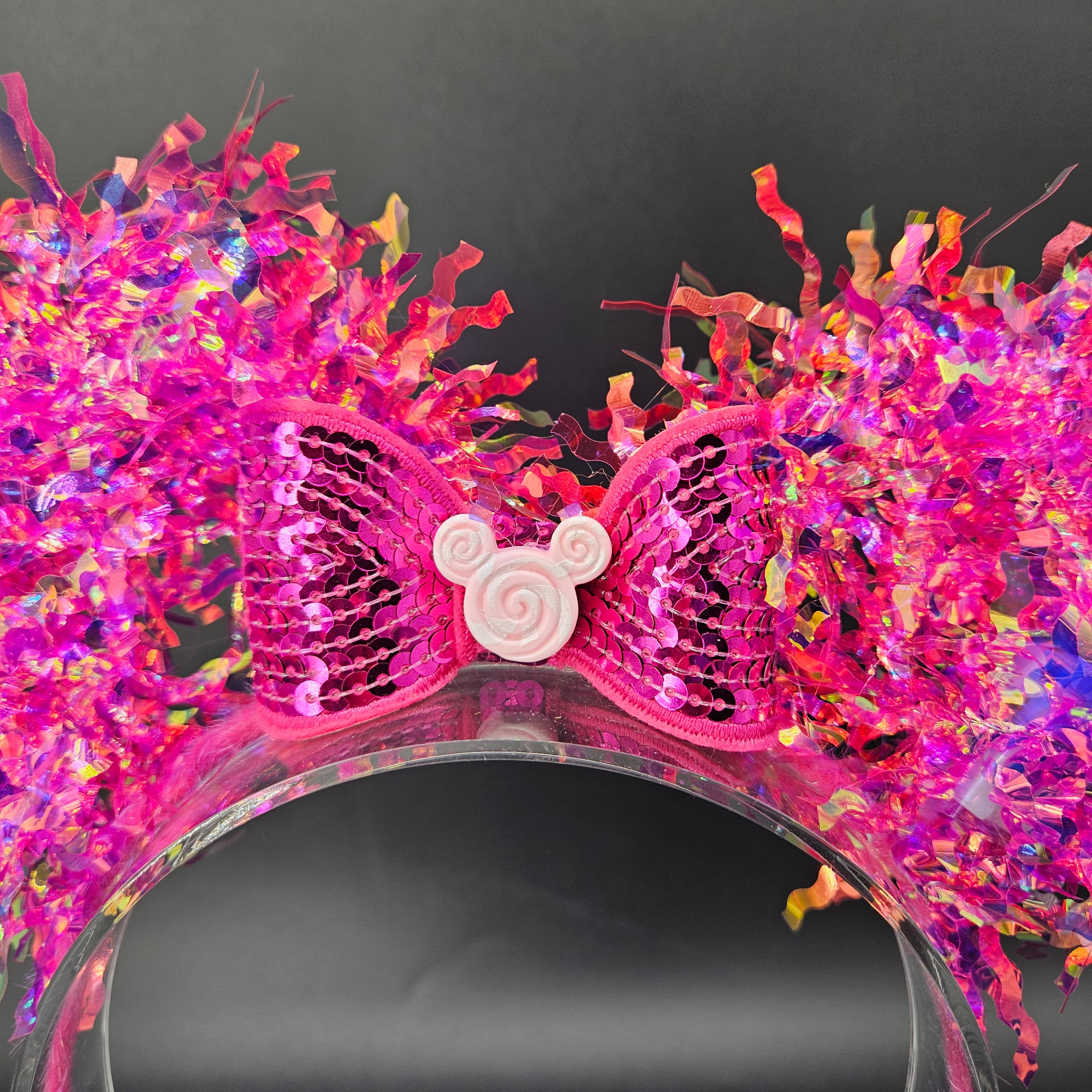 Pink Candy Mickey Ears: Light-Up Holographic Princess Headband