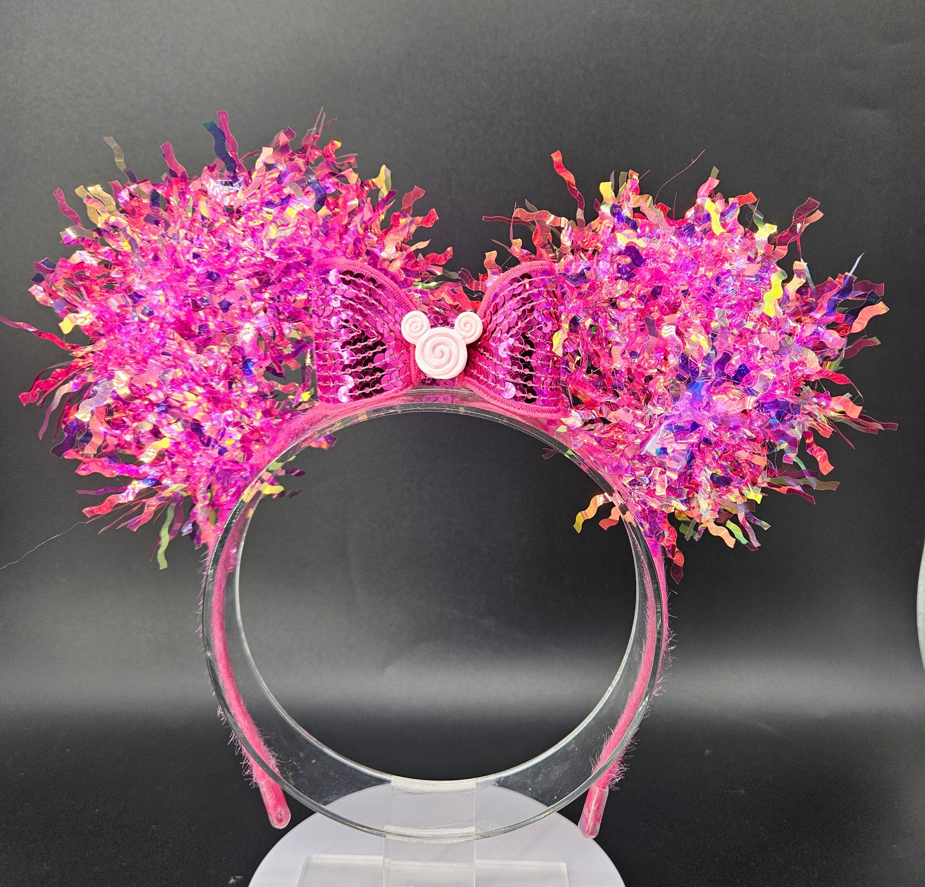 Pink Candy Mickey Ears: Light-Up Holographic Princess Headband