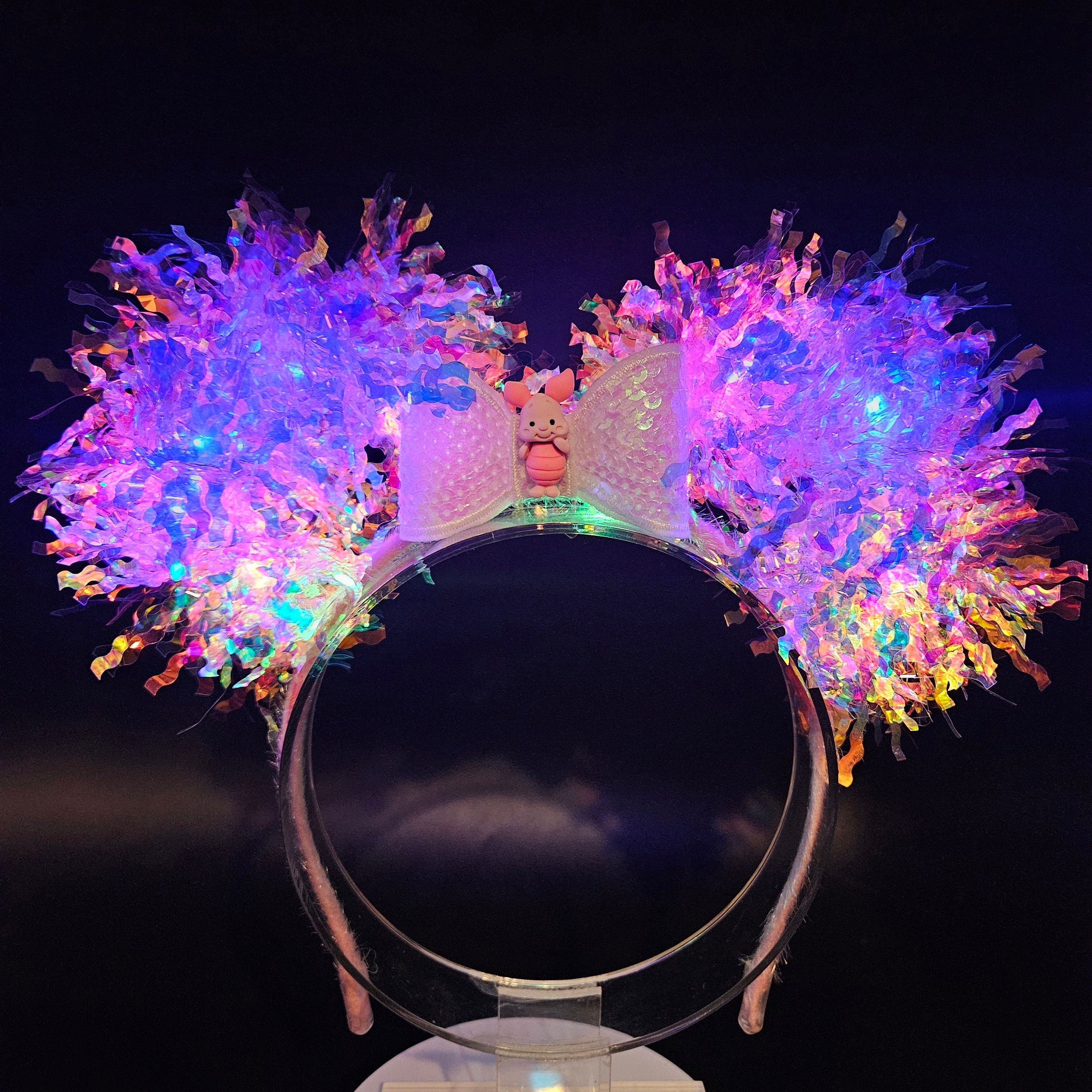 Piglet Mouse Ears: Light Up Pink Iridescent Pooh DisneyBound Mickey Headband