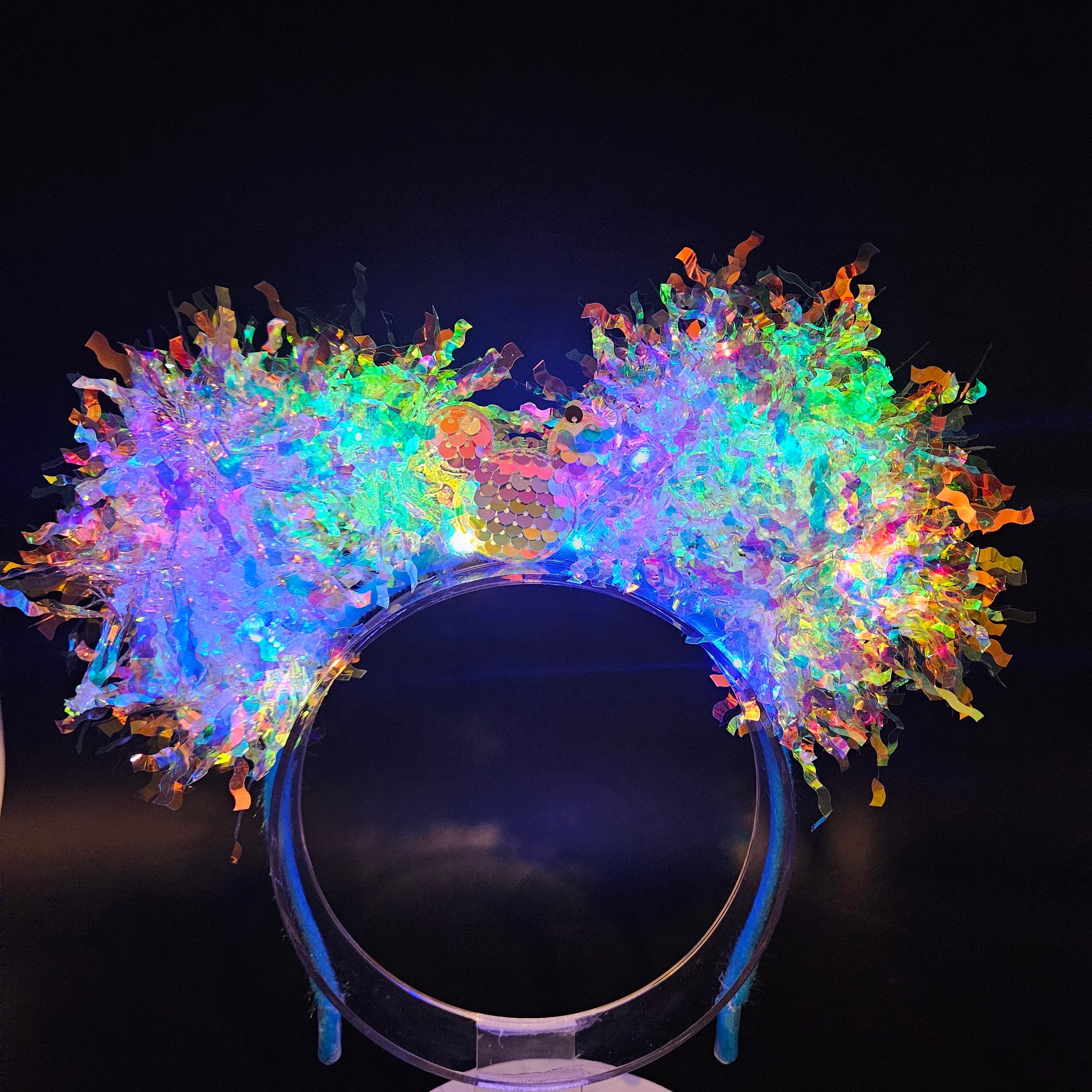Rainbow Iridescent Mickey Ears: Light Up Park Headband