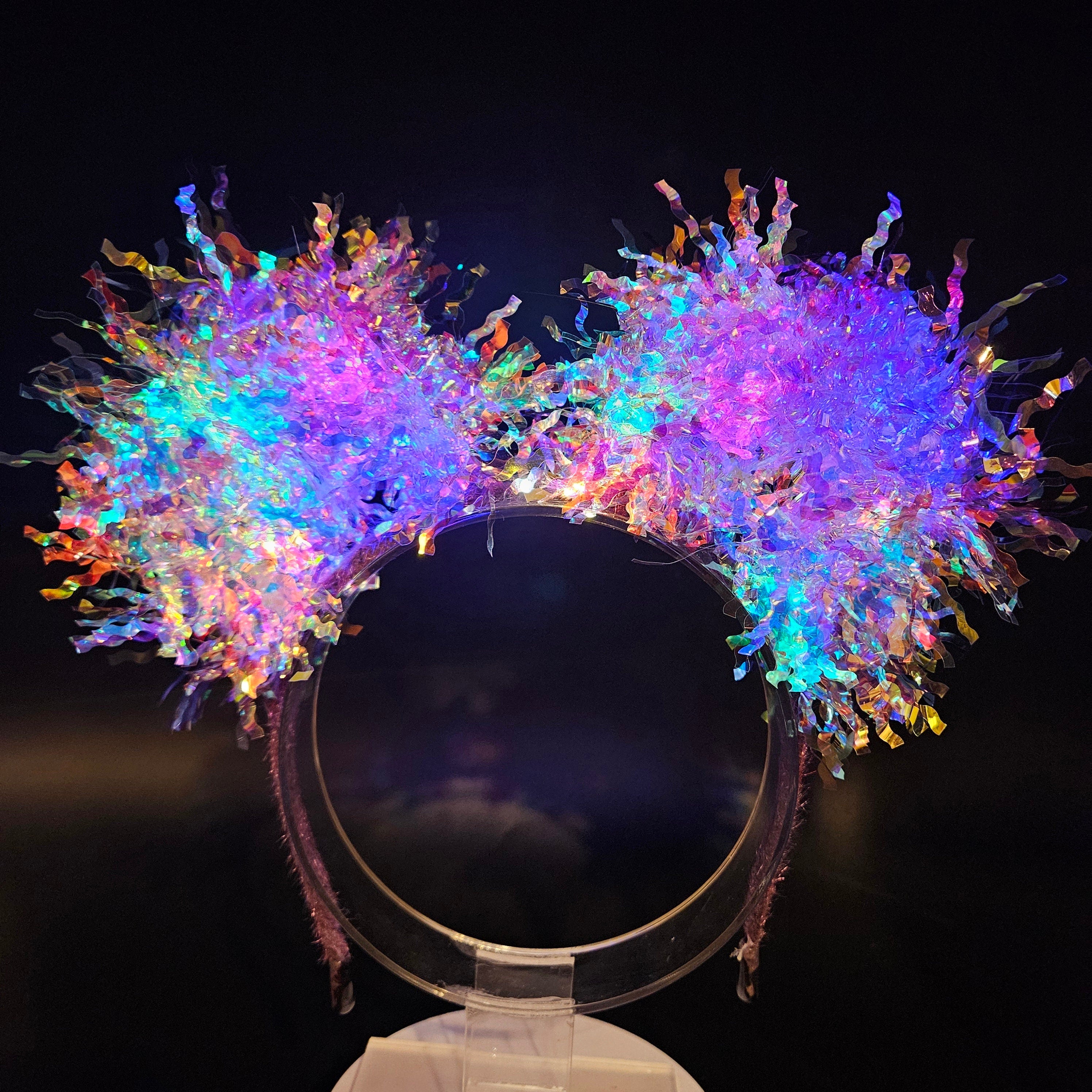 Purple Mickey Ears: Light Up Iridescent Princess Park Headband