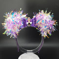 Evil Queen Mickey Ears: Light Up Iridescent Purple Villain DisneyBound Headband, Halloween Party Accessory