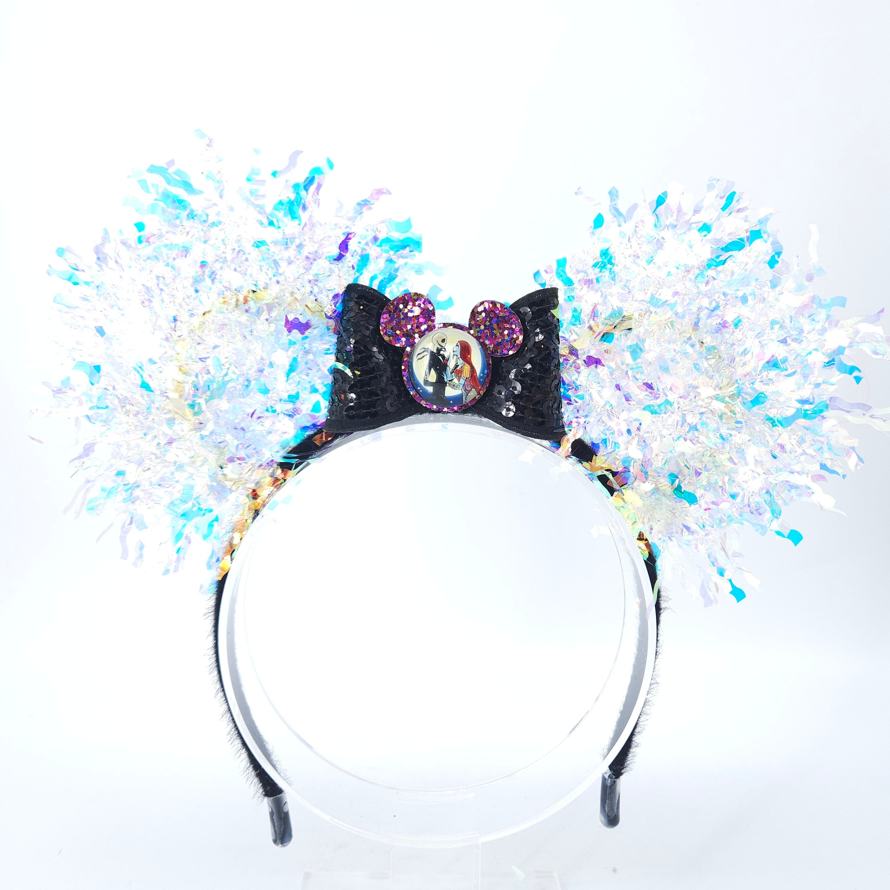Jack and Sally Mickey Ears: Light Up Nightmare Before Christmas Headband, Halloween Party Accessory