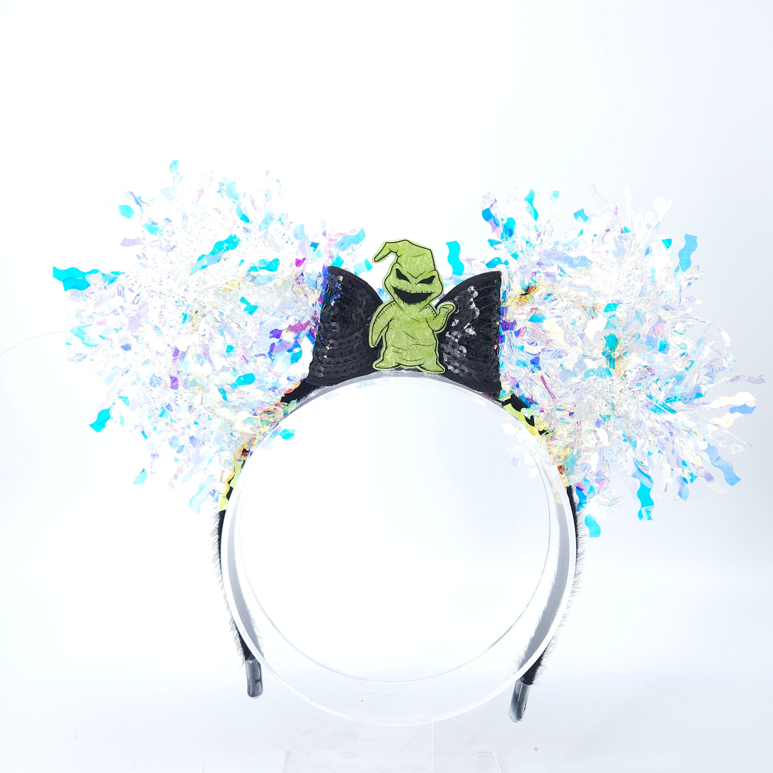 Oogie Boogie Light-Up Mickey Ears: Iridescent Nightmare Before Christmas DisneyBound Headband, Halloween Party Accessory