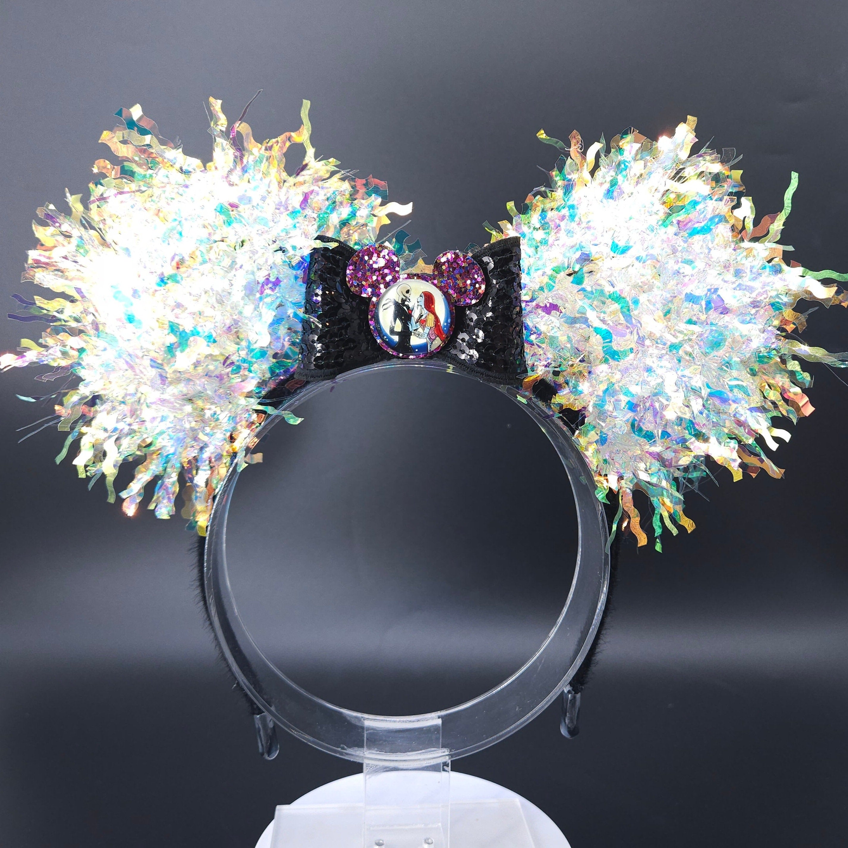 Jack and Sally Mickey Ears: Light Up Nightmare Before Christmas Headband, Halloween Party Accessory