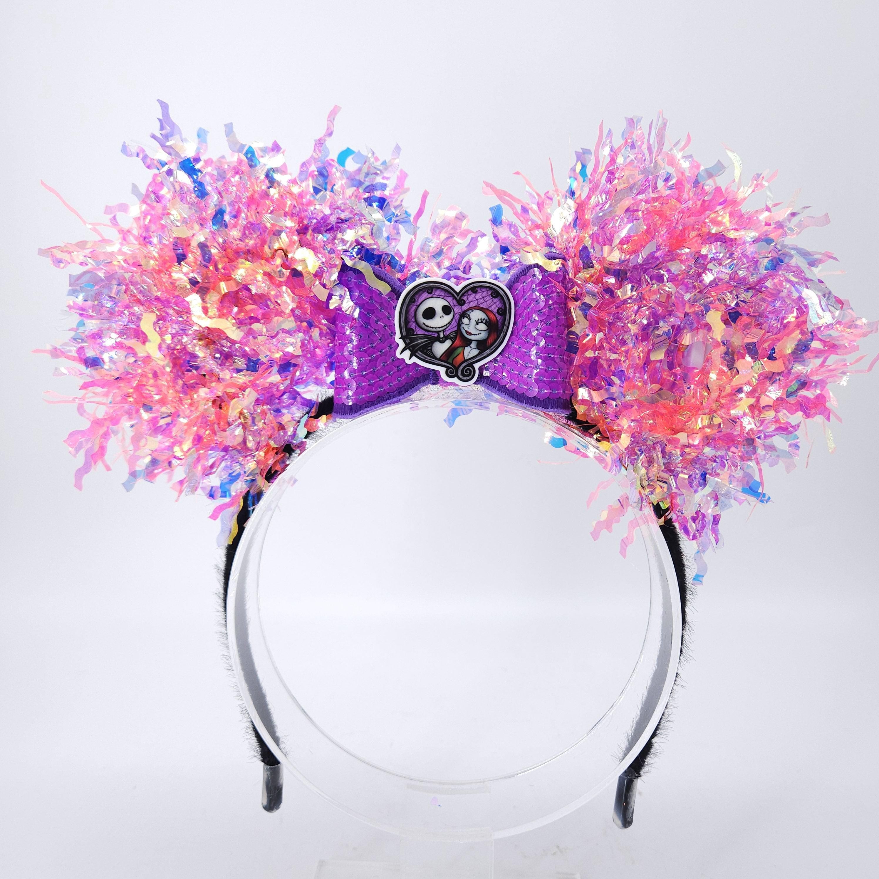 Jack and Sally Light-Up Mickey Ears: Nightmare Before Christmas DisneyBound Headband, Halloween Party Accessory