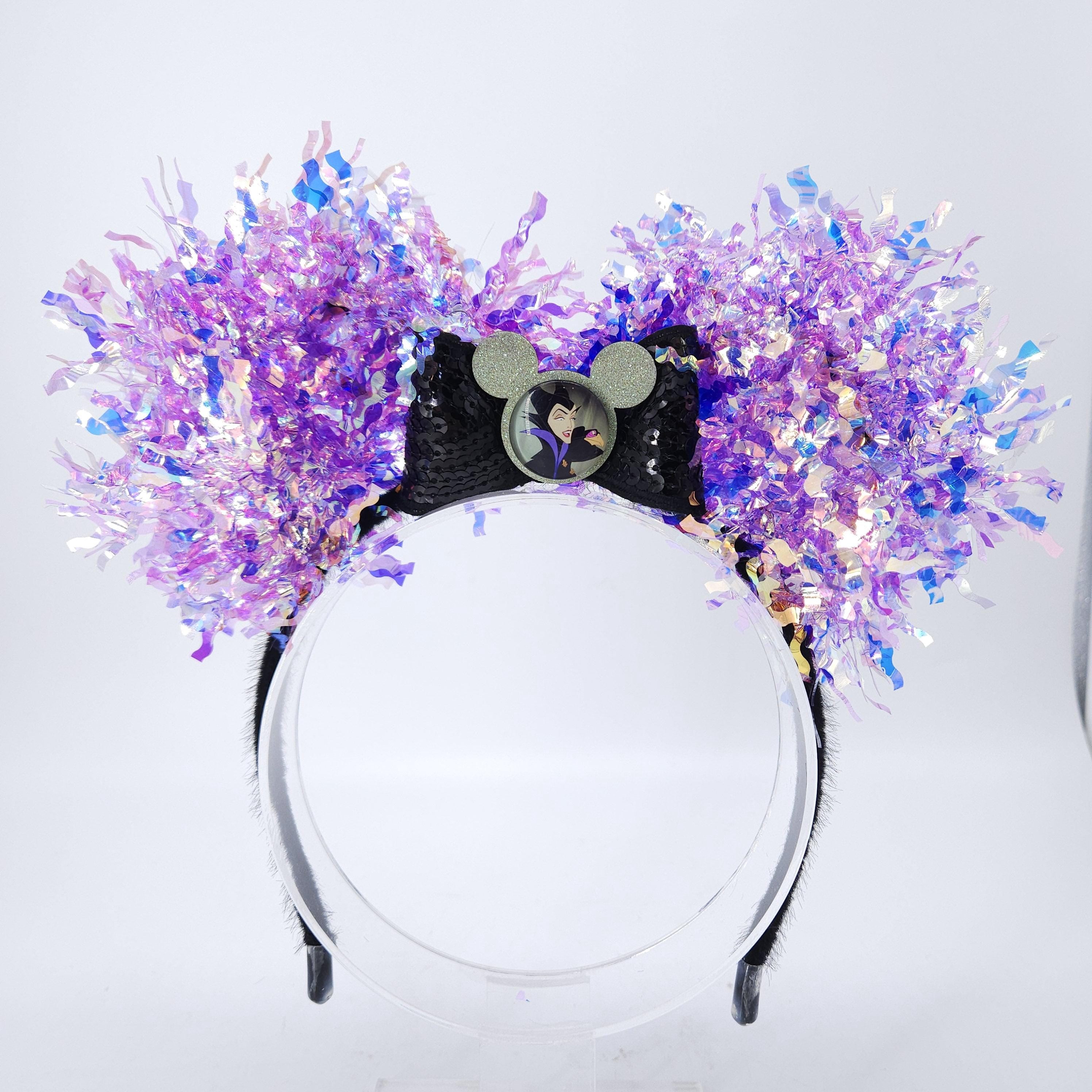 Maleficent Mickey Ears: Purple Light-Up Villain DisneyBound Headband, Halloween Party Accessory