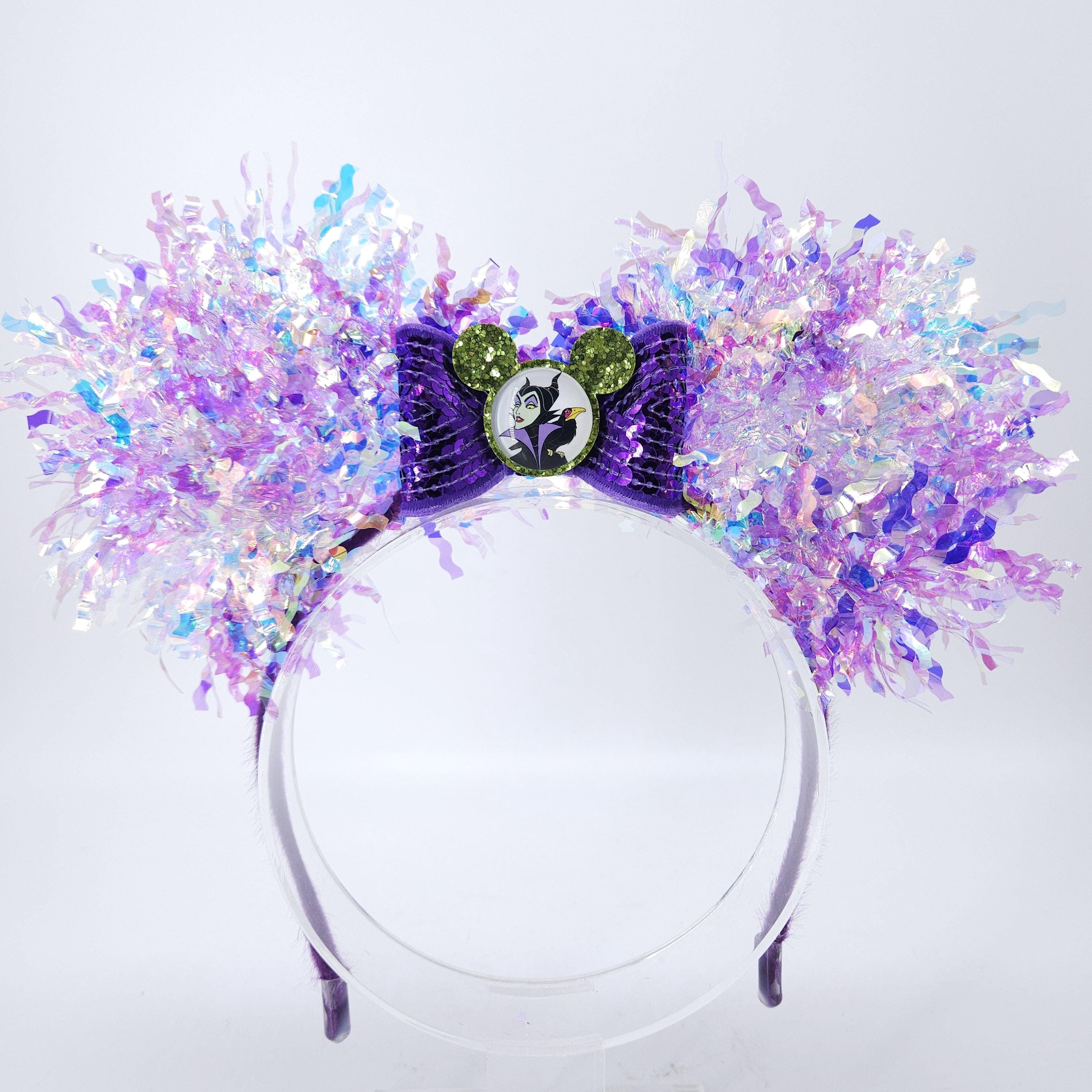 Maleficent Light Up Minnie Ears: Iridescent Villain DisneyBound Headband, Halloween Party Accessory