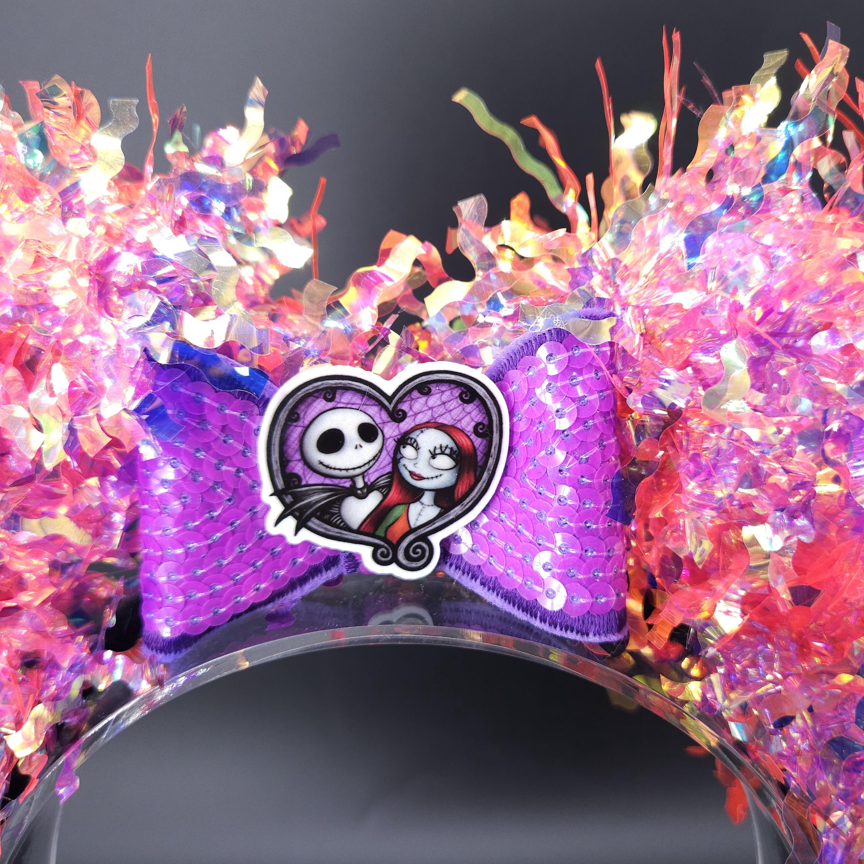 Jack and Sally Light-Up Mickey Ears: Nightmare Before Christmas DisneyBound Headband, Halloween Party Accessory