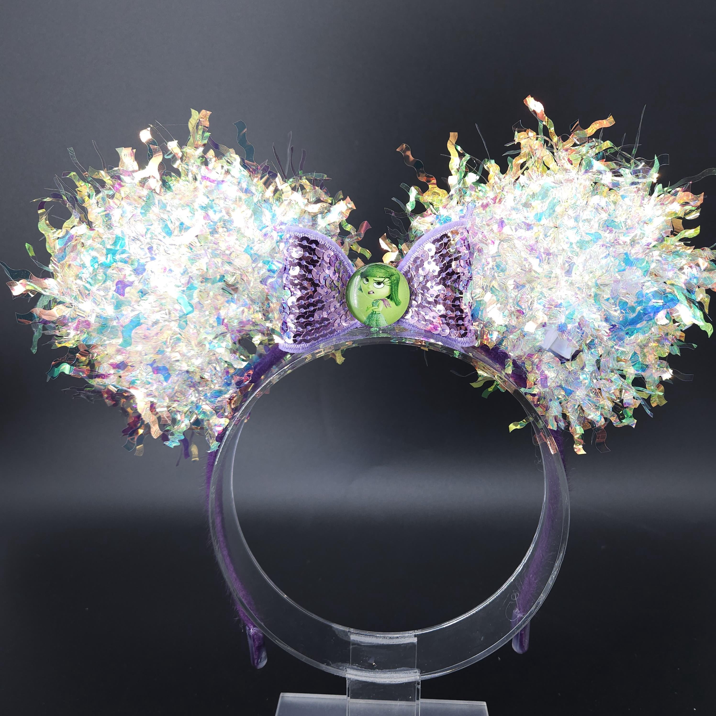 Disgust Mickey Ears: Light Up Core Memory Inside Out Iridescent Park Headband