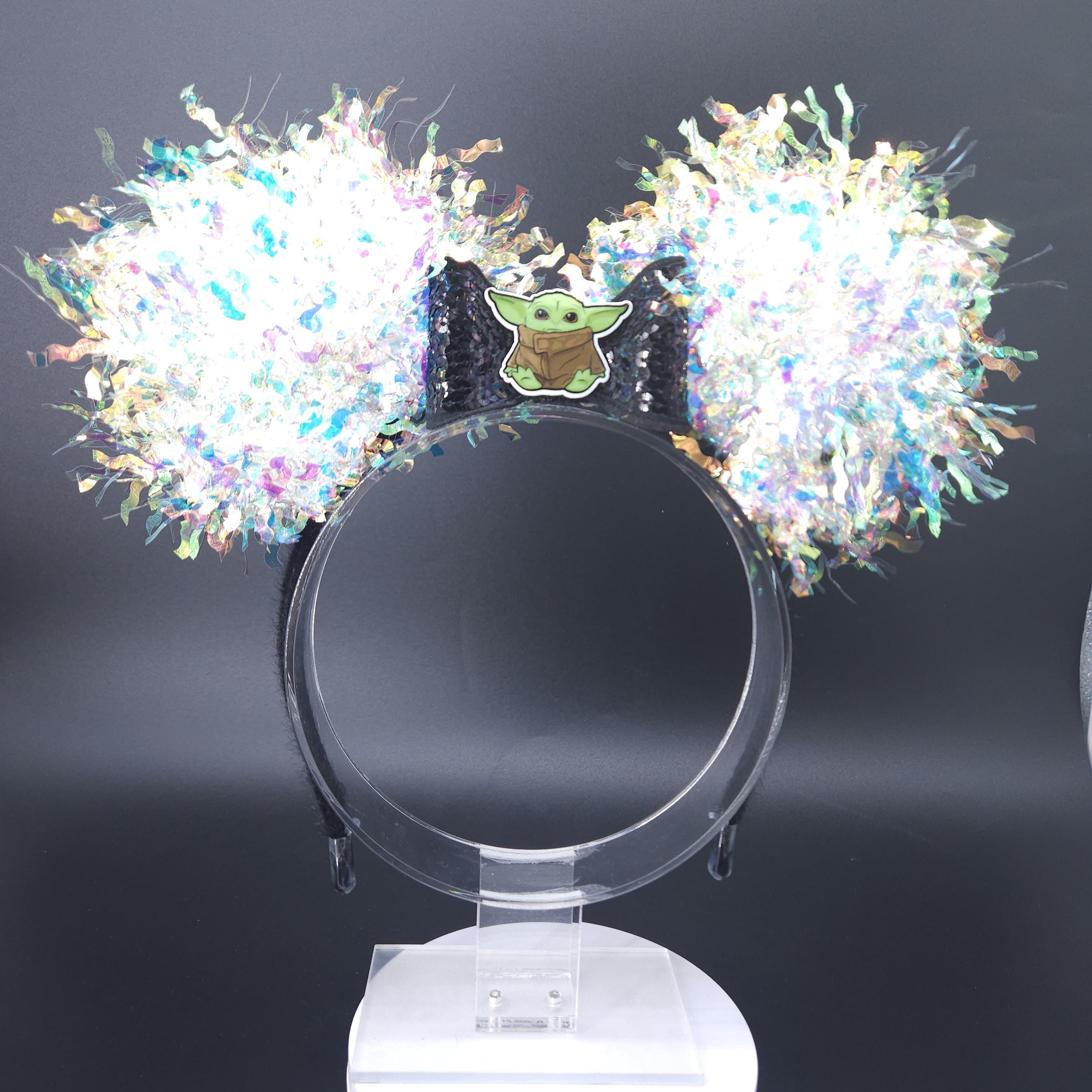 Grogu Mickey Ears: Light Up Baby Yoda Iridescent Park Headband