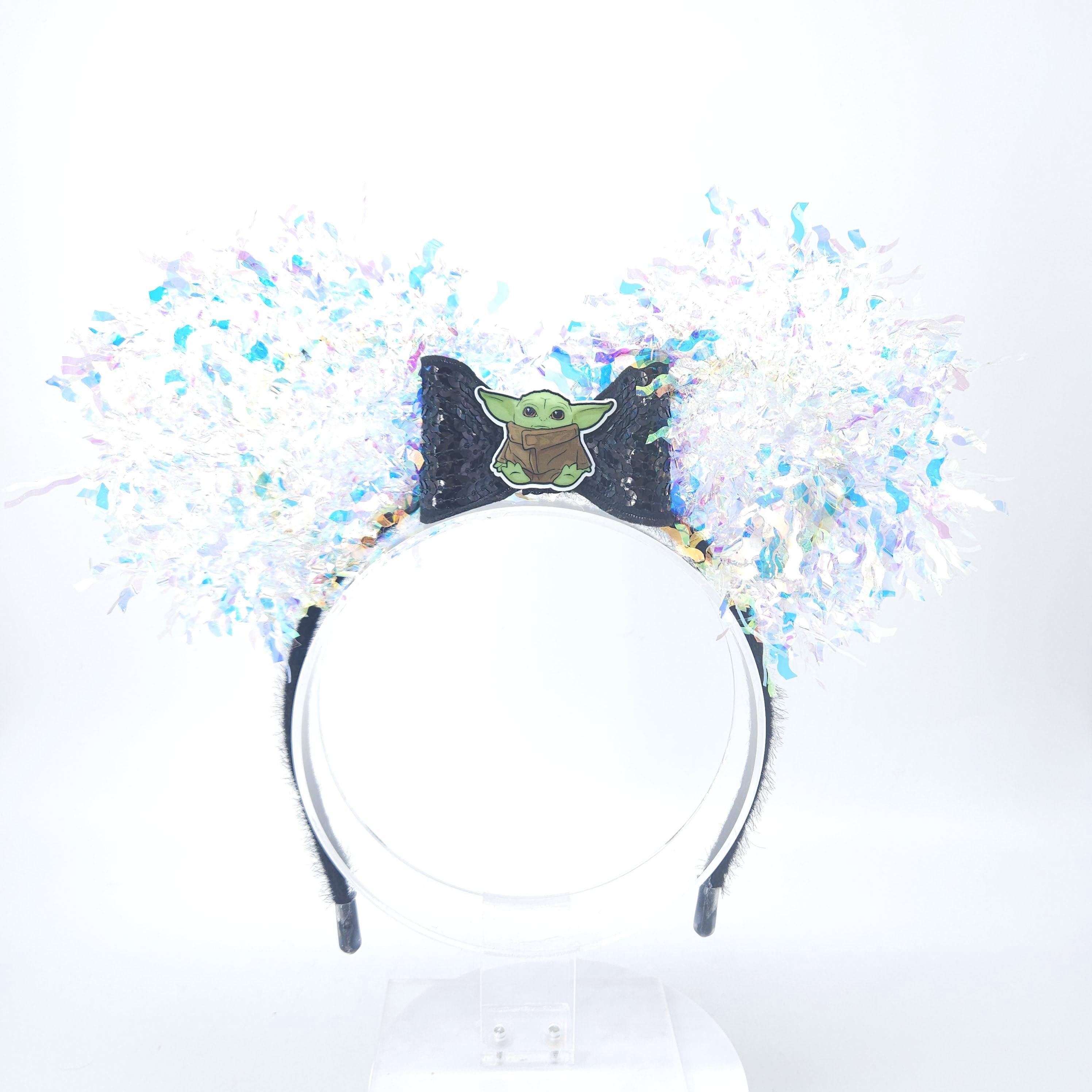 Grogu Mickey Ears: Light Up Baby Yoda Iridescent Park Headband