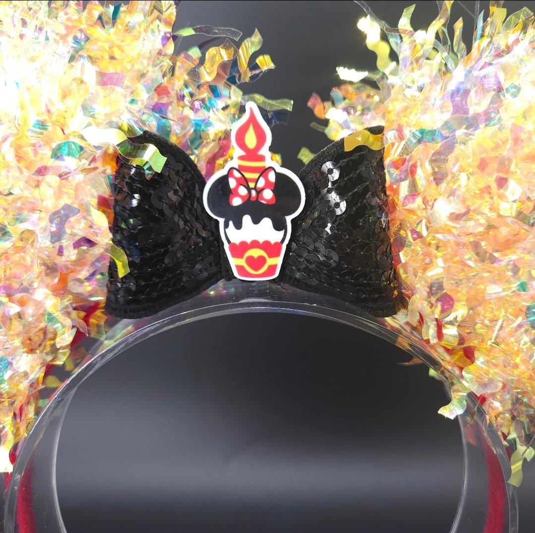 Mickey Birthday Cupcake Ears: Light Up Iridescent Park Celebration Headband