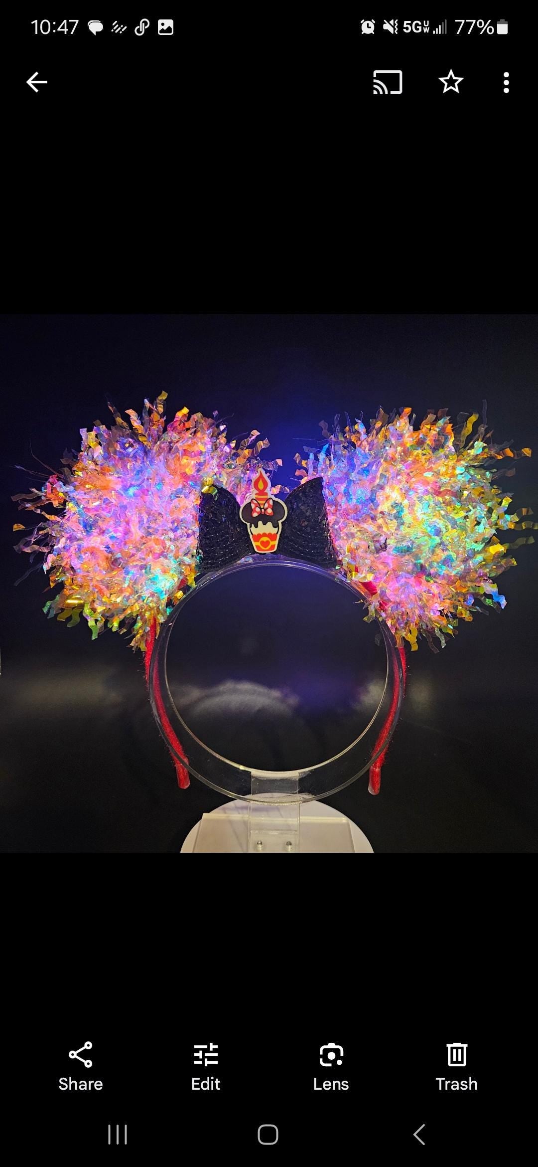 Mickey Birthday Cupcake Ears: Light Up Iridescent Park Celebration Headband