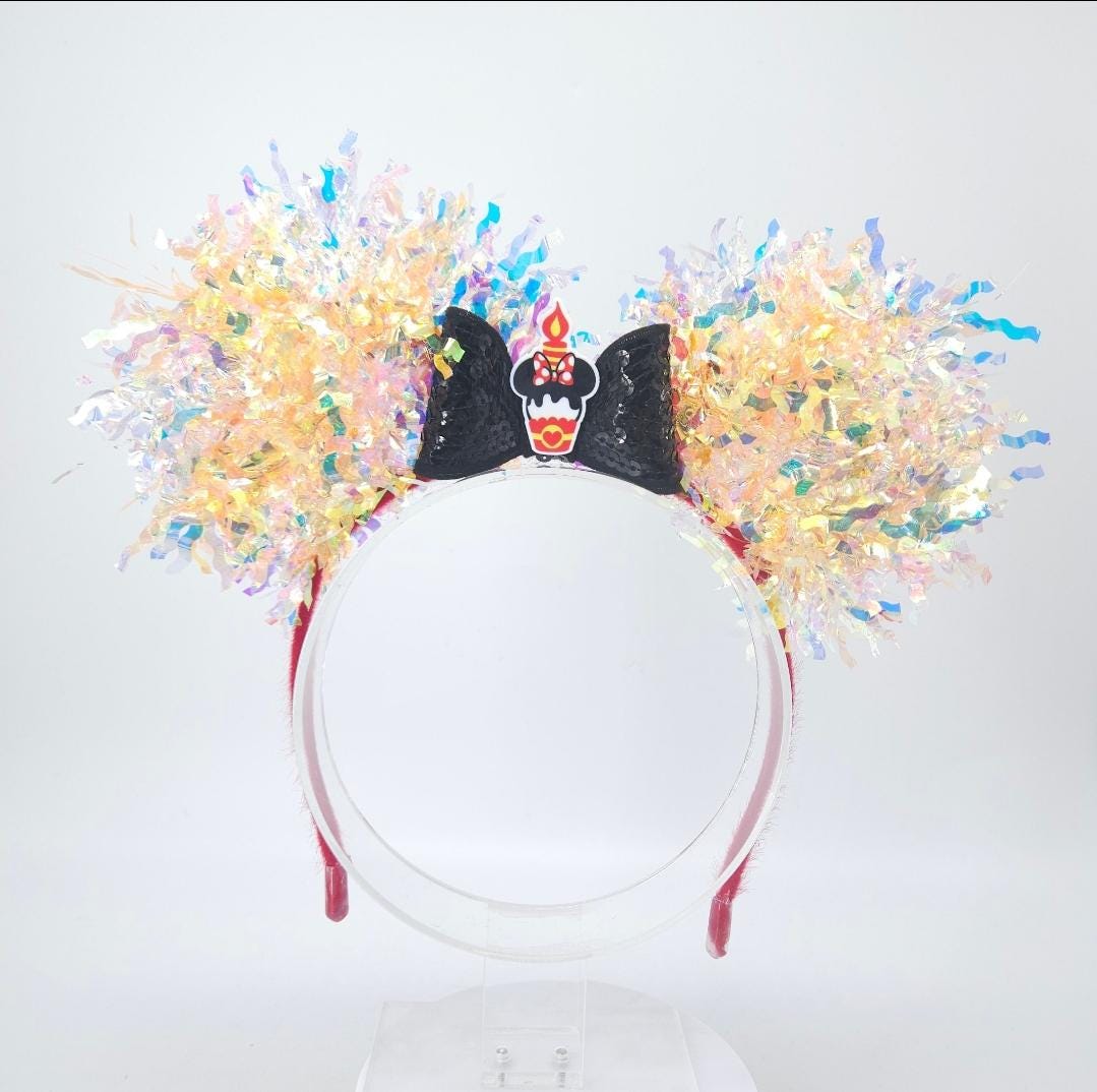 Mickey Birthday Cupcake Ears: Light Up Iridescent Park Celebration Headband