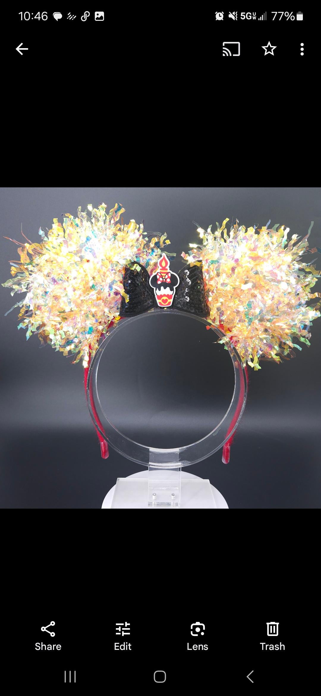 Mickey Birthday Cupcake Ears: Light Up Iridescent Park Celebration Headband