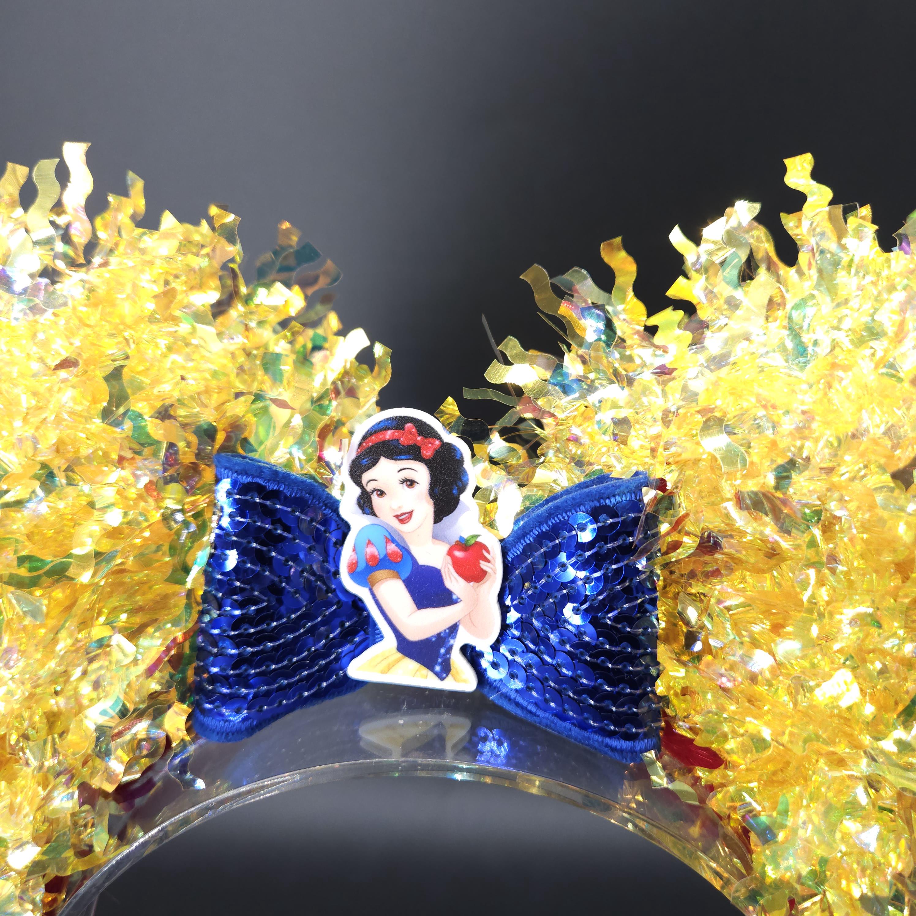 Light-Up Snow White Minnie Ears, Holographic Princess Headband Accessory