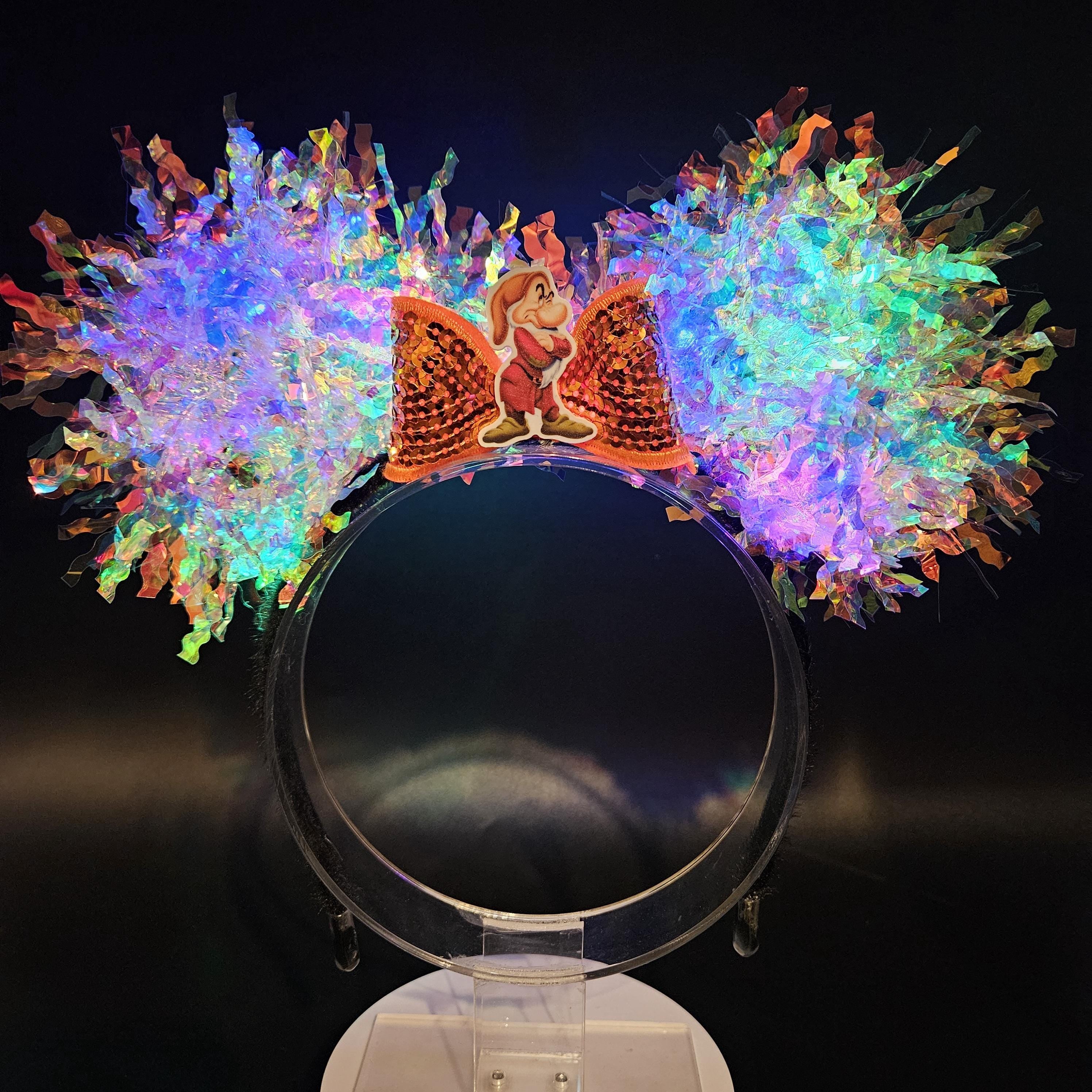 Grumpy Mickey Ears: Light Up Iridescent 7 Dwarfs Park Headband