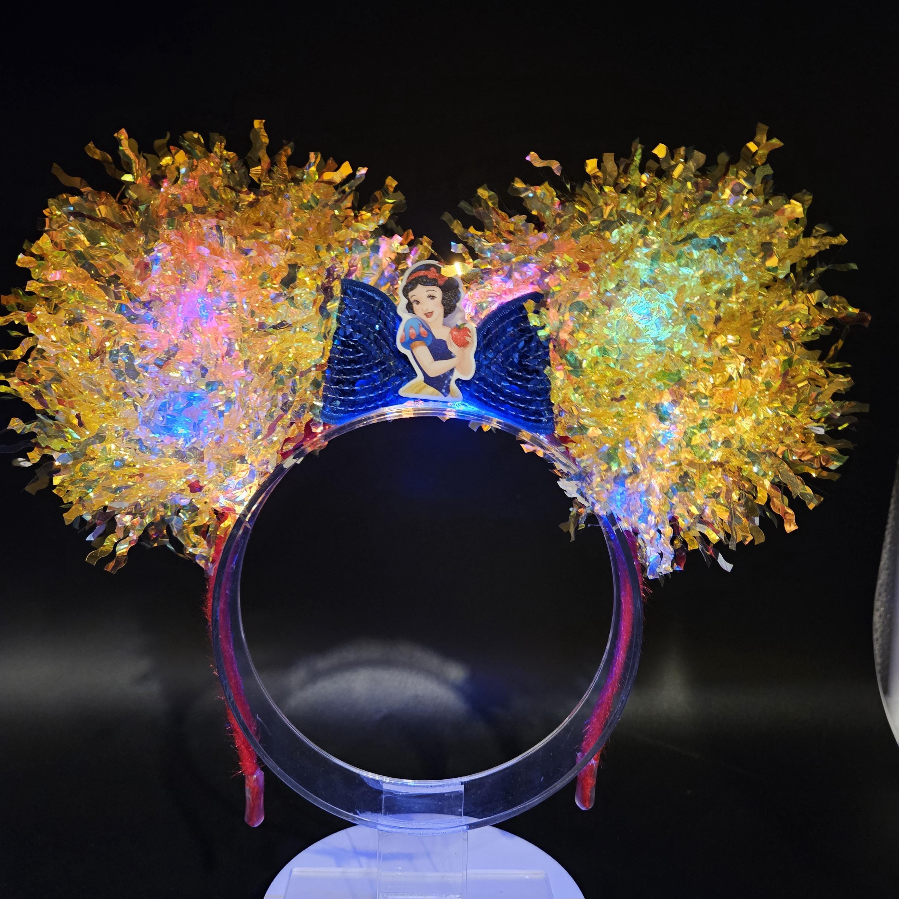 Light-Up Snow White Minnie Ears, Holographic Princess Headband Accessory