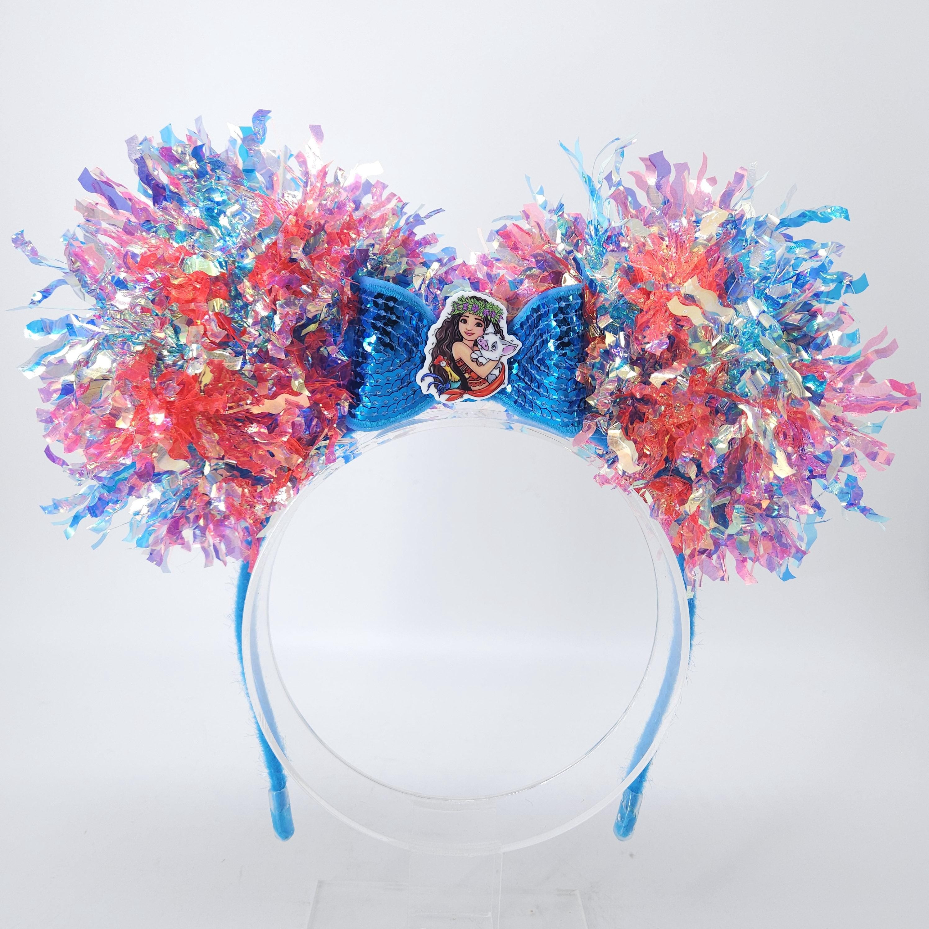 Moana Minnie Ears: Light Up Pua Hei-Hei Teal & Coral Mouse Headband