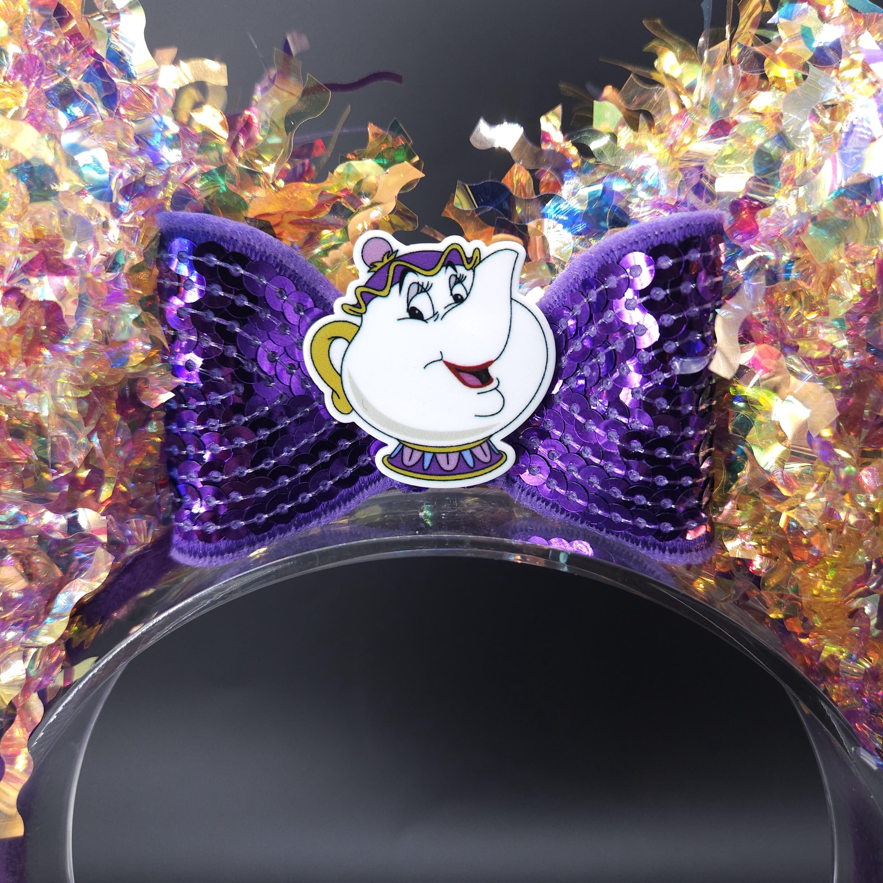 Mrs. Potts Minnie Ears: Light Up Beauty and Beast Iridescent Park Headband