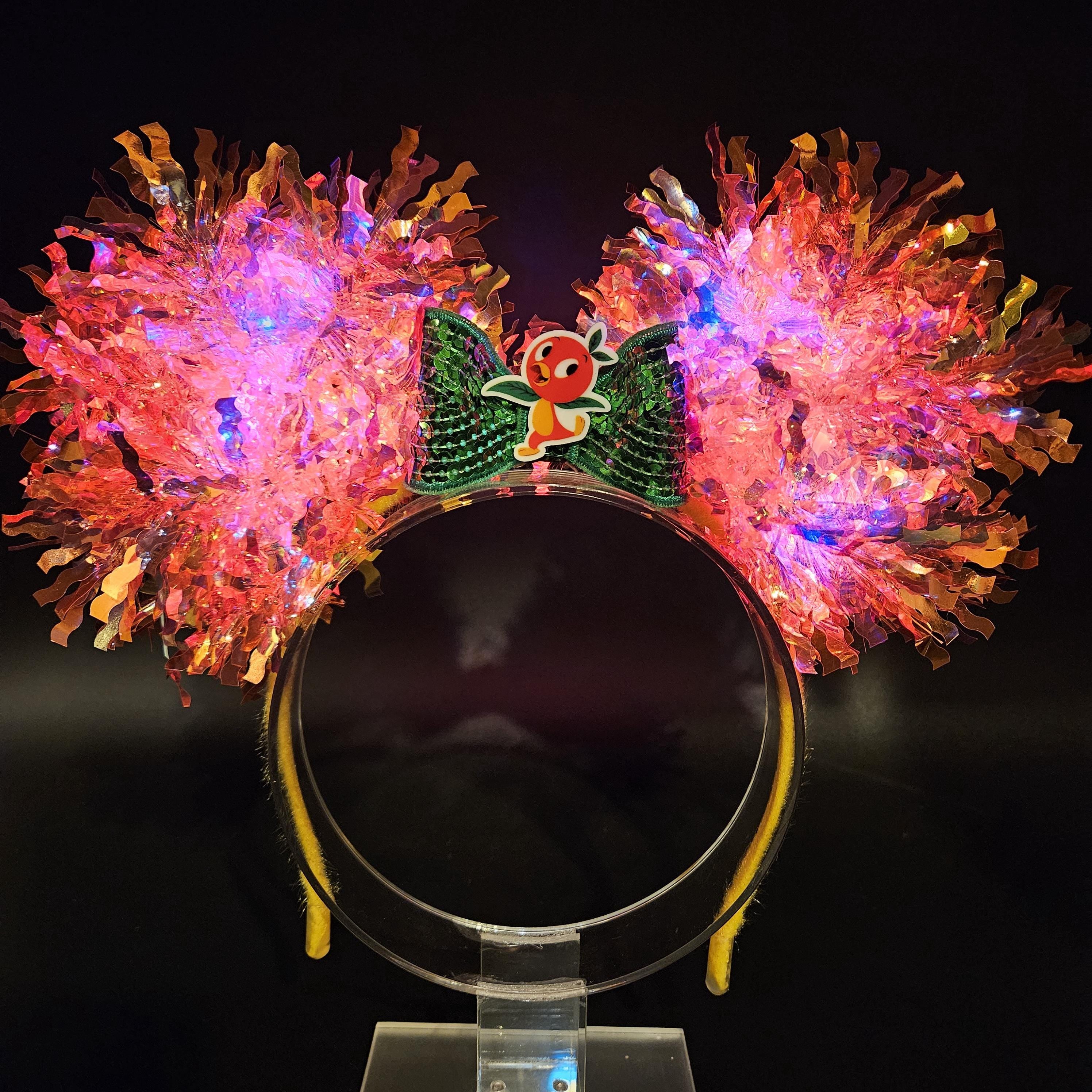 Orange Bird Light Up Mickey Ears: Iridescent Minnie Headband Park Accessory