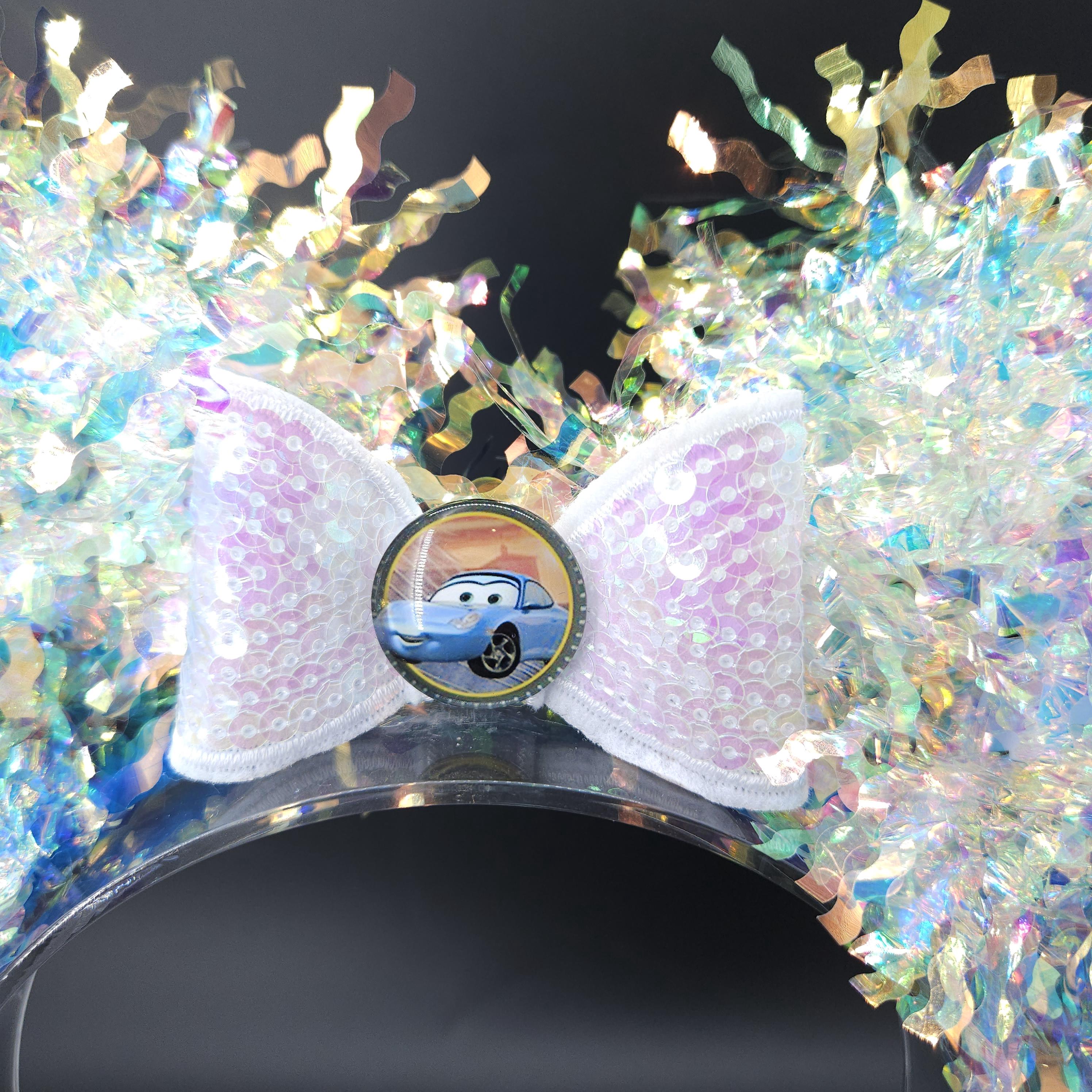 Sally Carrera Mickey Ears: Light Up Blue Iridescent Cars DisneyBound Park Headband