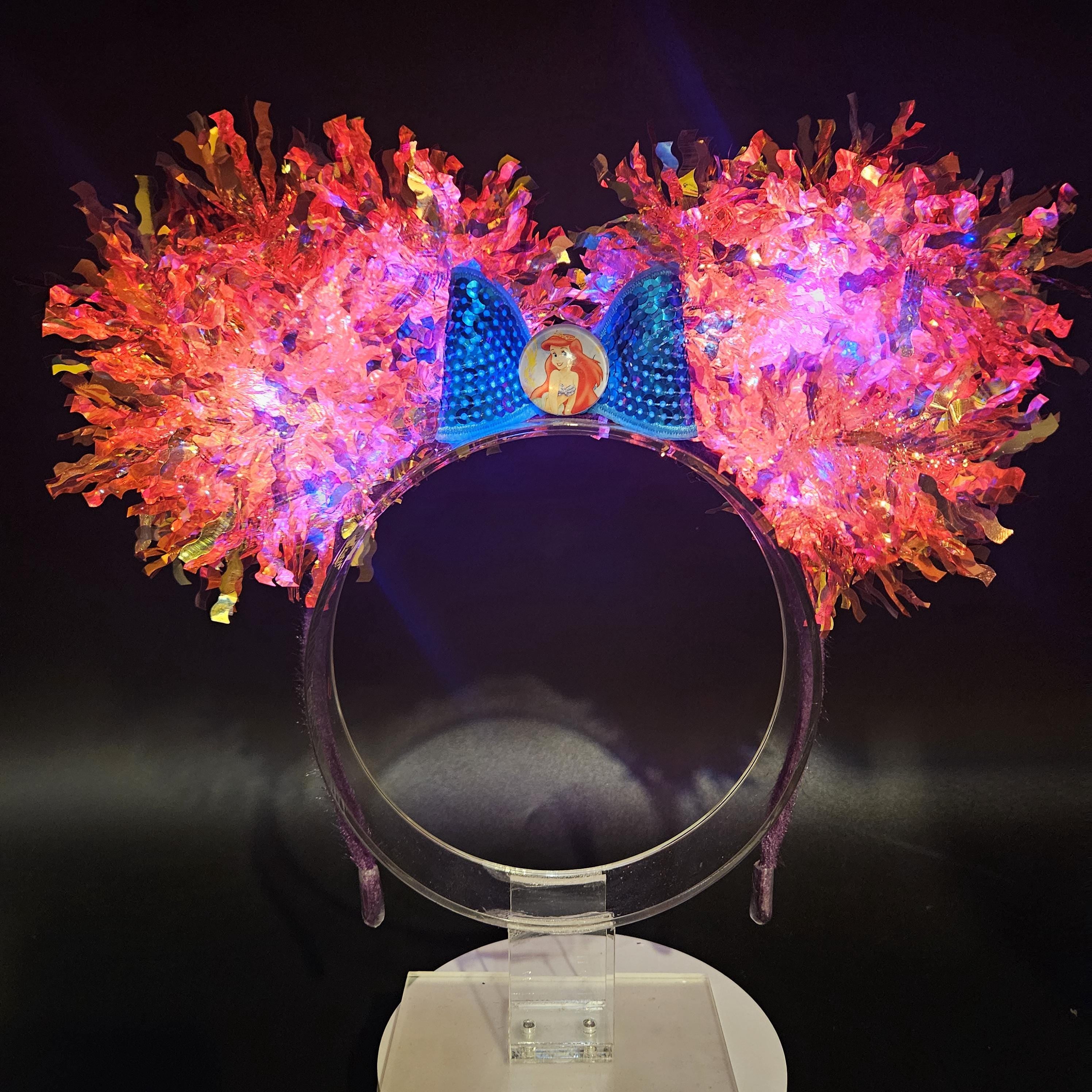 Light-Up Ariel Minnie Ears, Holographic Little Mermaid Park Headband