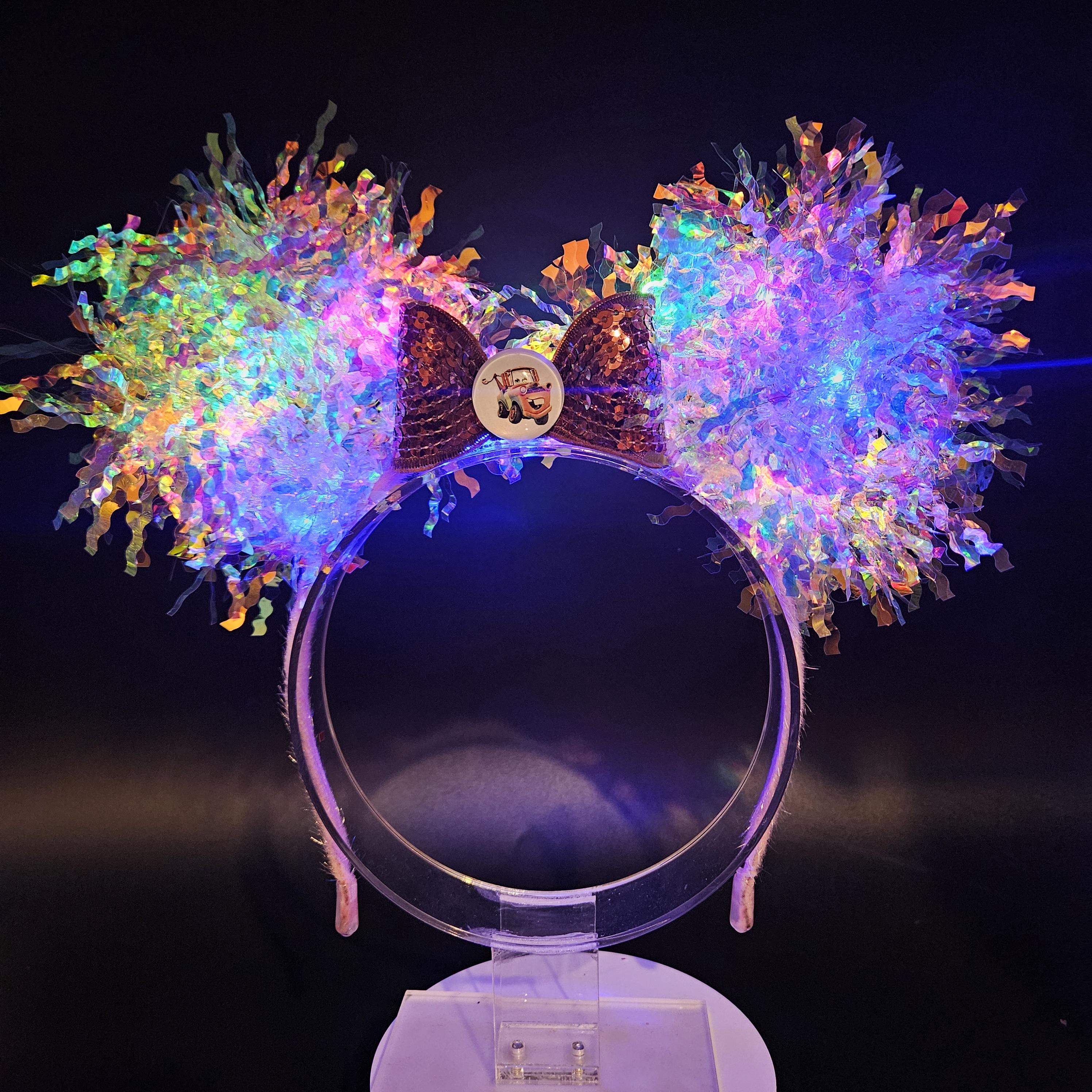 Tow Mater Mickey Ears: Light Up Cars Iridescent DisneyBound Park Headband