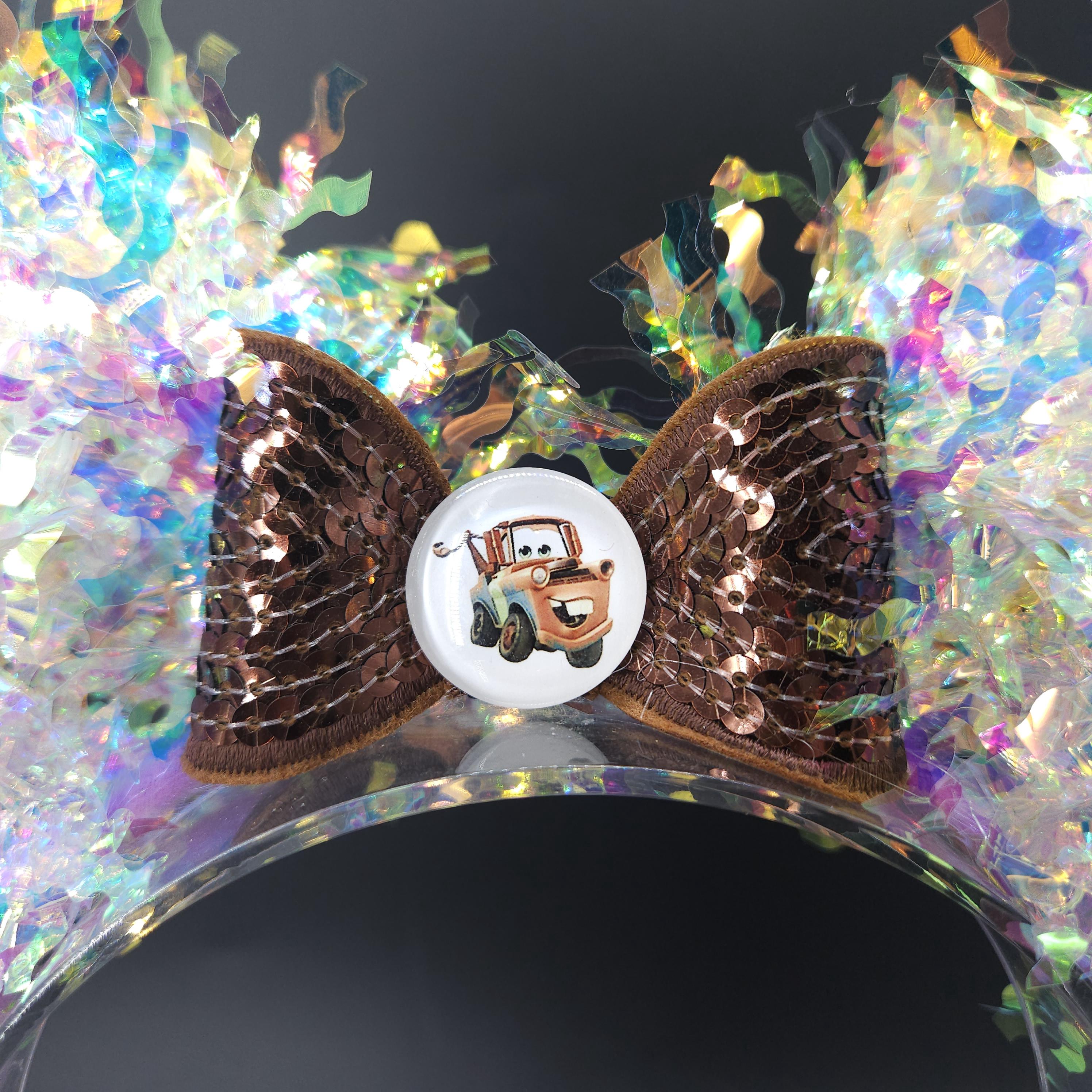 Tow Mater Mickey Ears: Light Up Cars Iridescent DisneyBound Park Headband