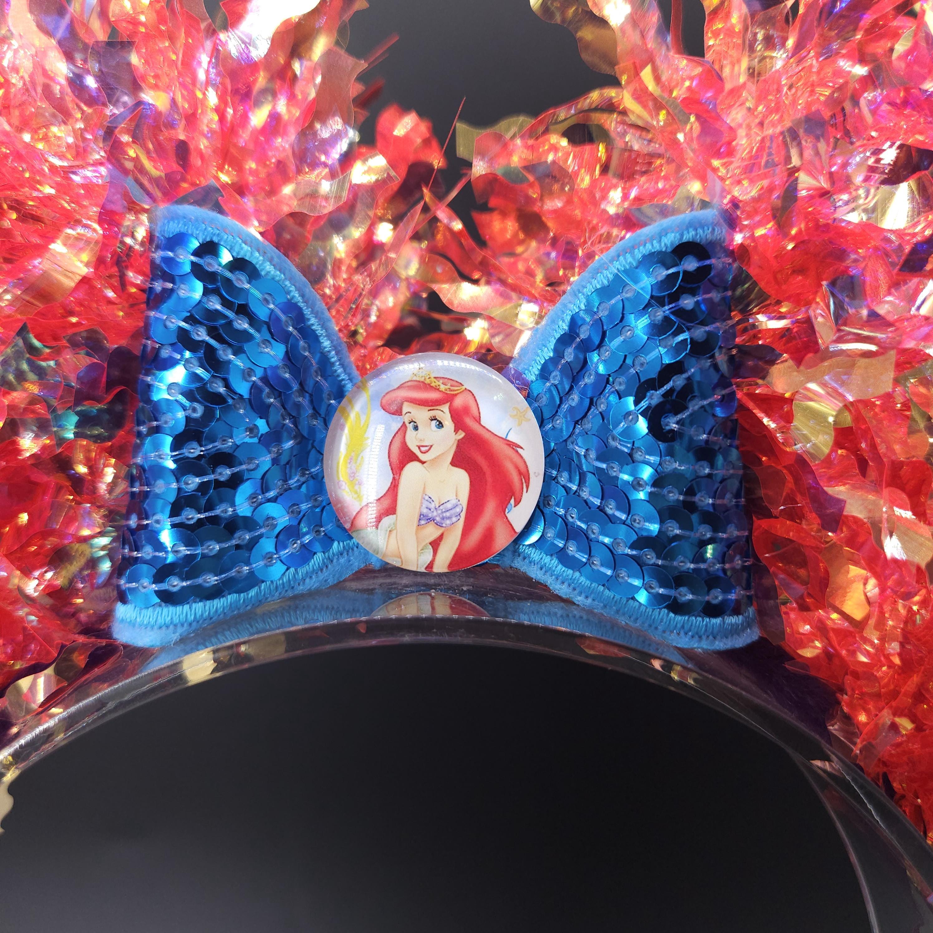 Light-Up Ariel Minnie Ears, Holographic Little Mermaid Park Headband