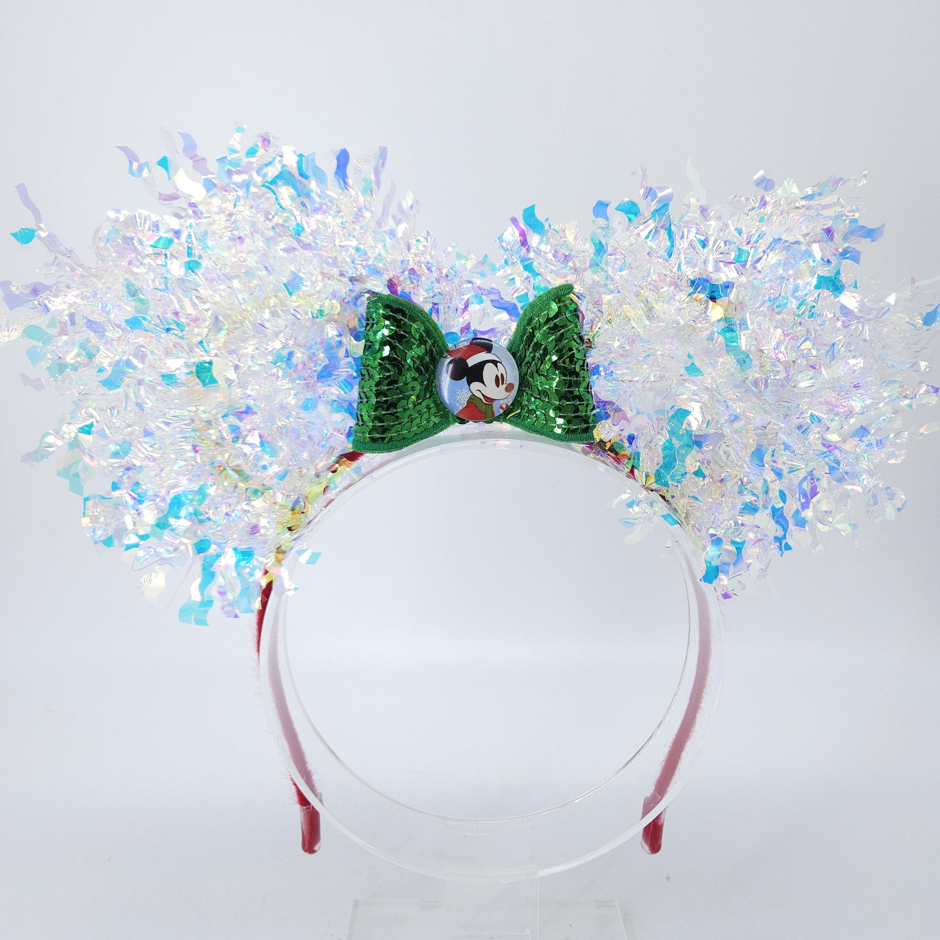 Christmas Mickey Santa Ears: Light-Up Classic Holiday Iridescent Park Headband