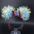Christmas Stitch Santa Ears: Light-Up Candy Cane Holiday Iridescent Park Headband
