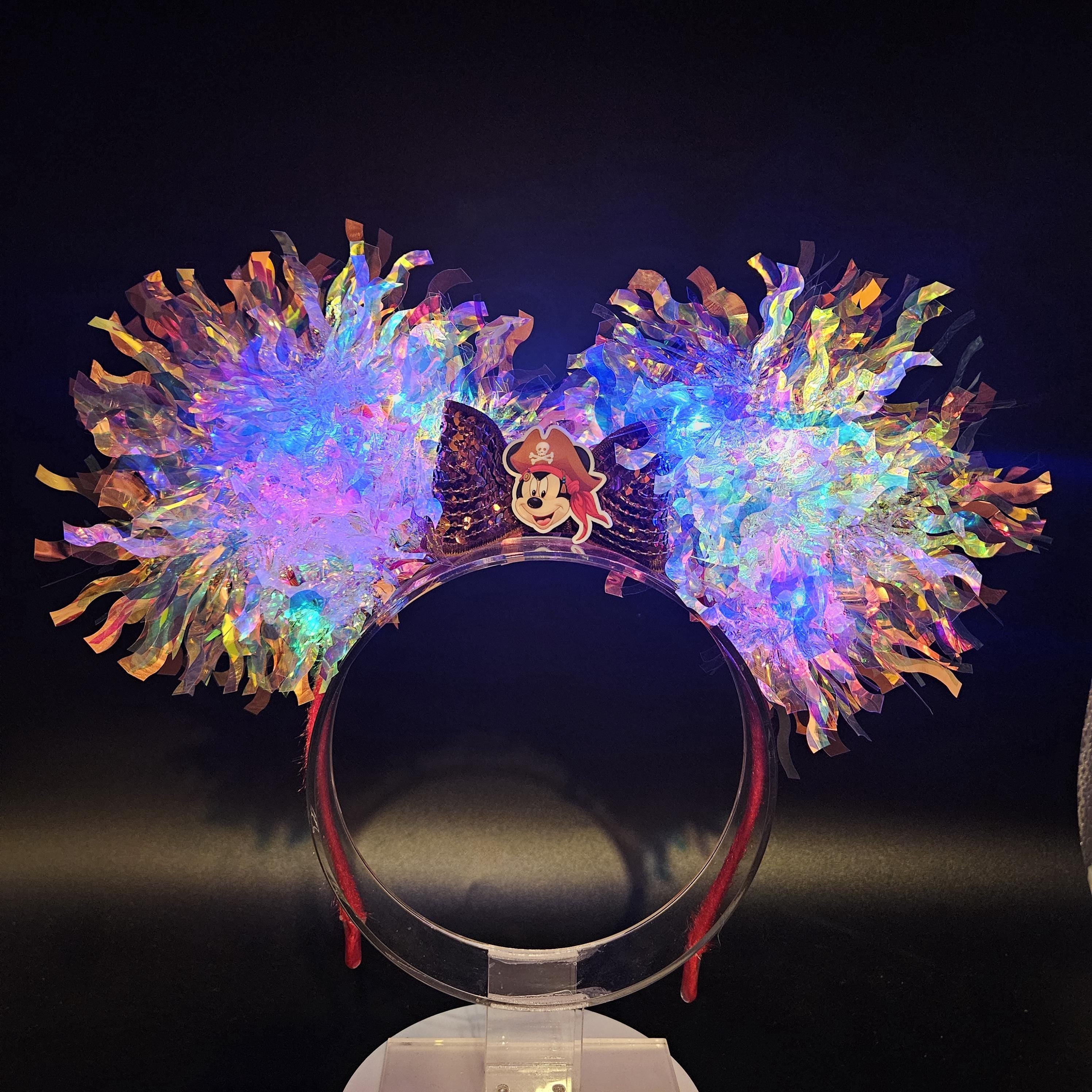 Pirate Mickey Ears: Light Up Iridescent Cruise Party Mouse Headband