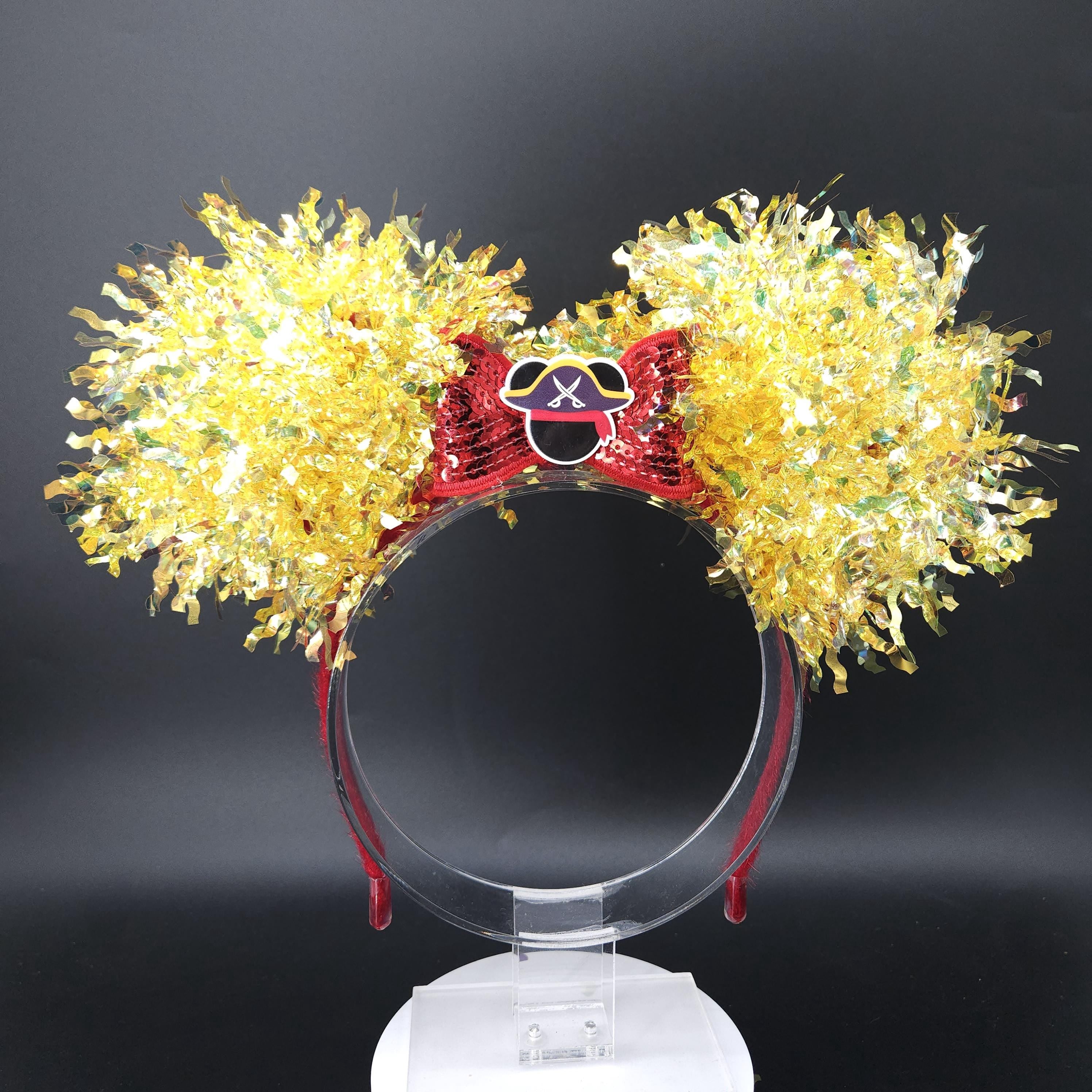 Pirate Night Mickey Ears: Light Up Yellow Iridescent Cruise Party Mouse Headband