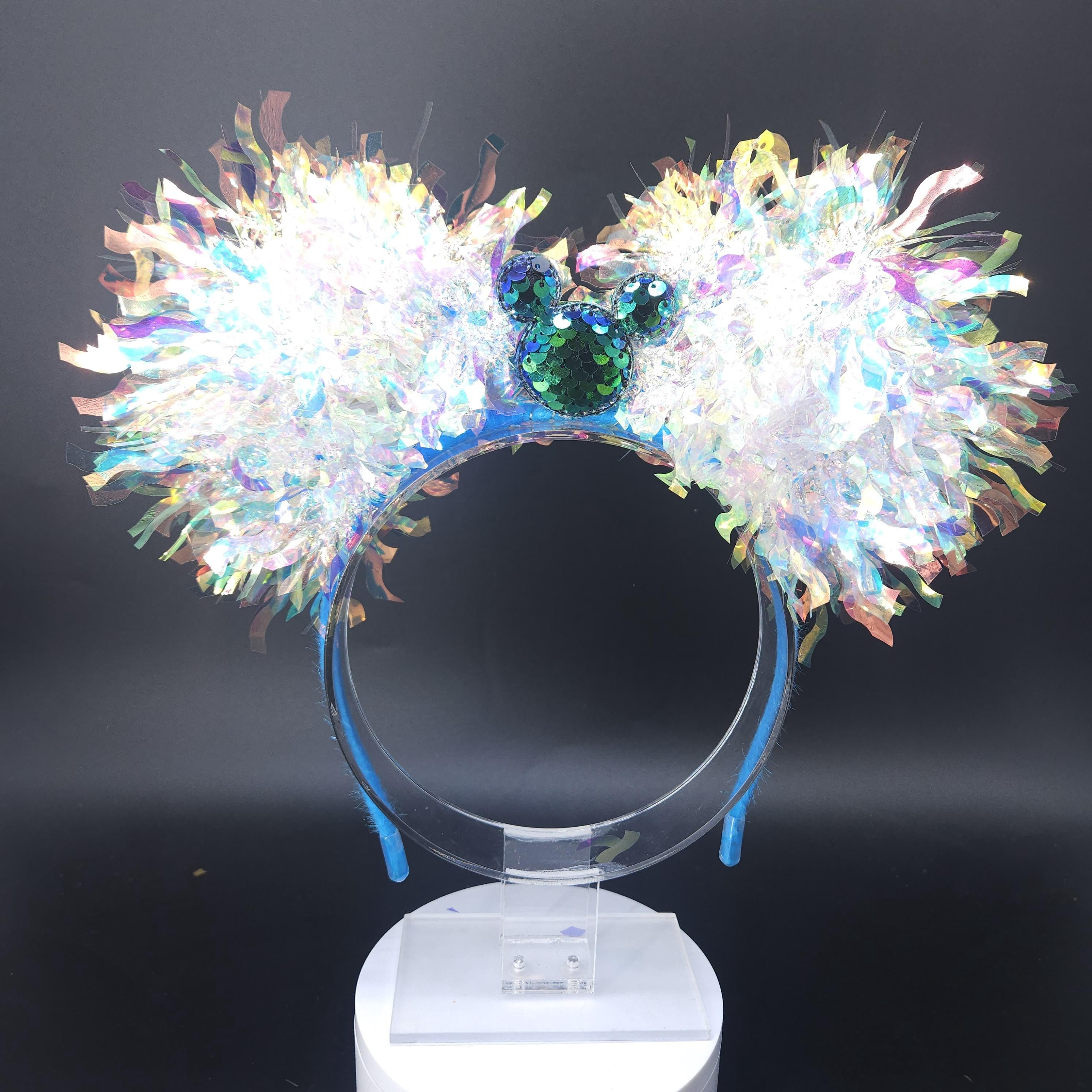 Iridescent Teal Mickey Ears: Light Up Ice Princess DisneyBound Headband