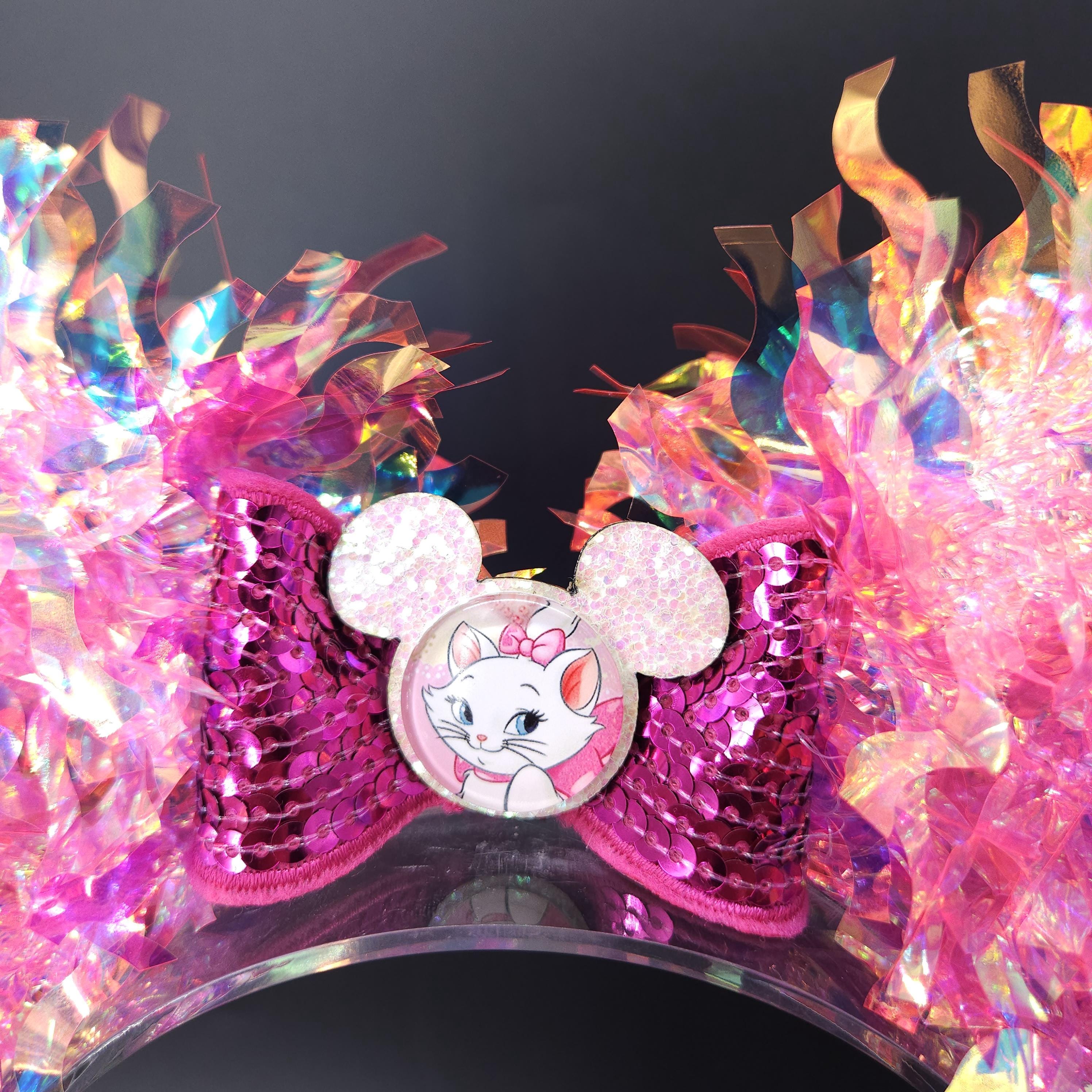 Marie Aristocat Mickey Ears: Pink Light Up Cat DisneyBound Minnie Headband