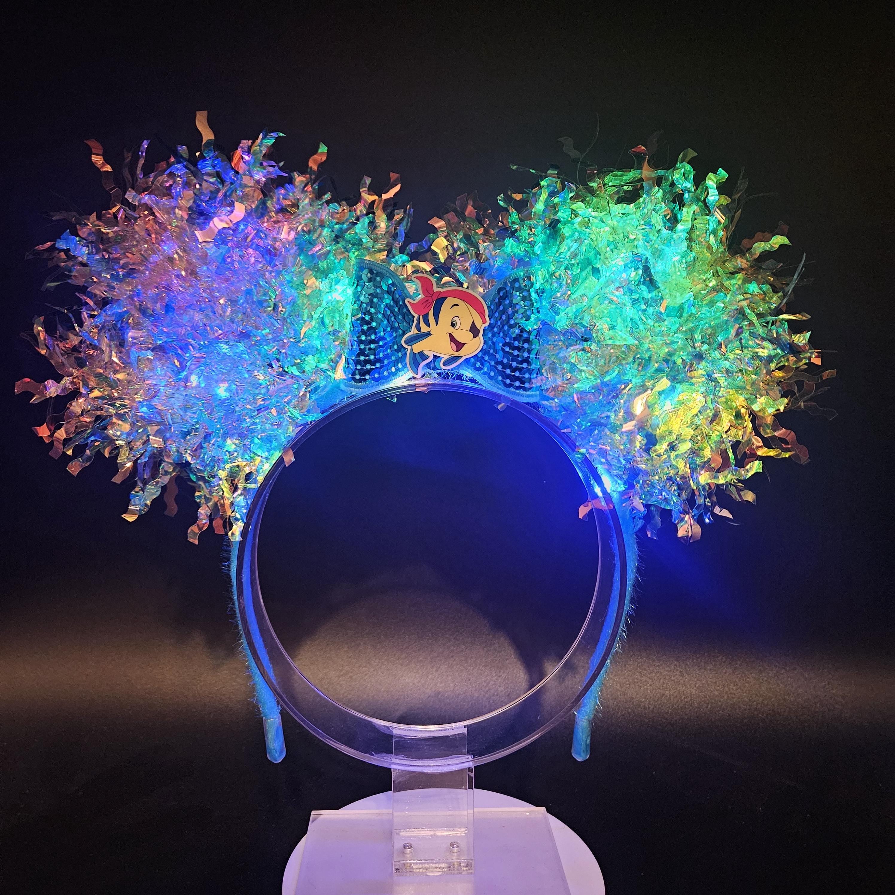 Pirate Flounder Ears: Light Up Iridescent Cruise Party Mouse Headband