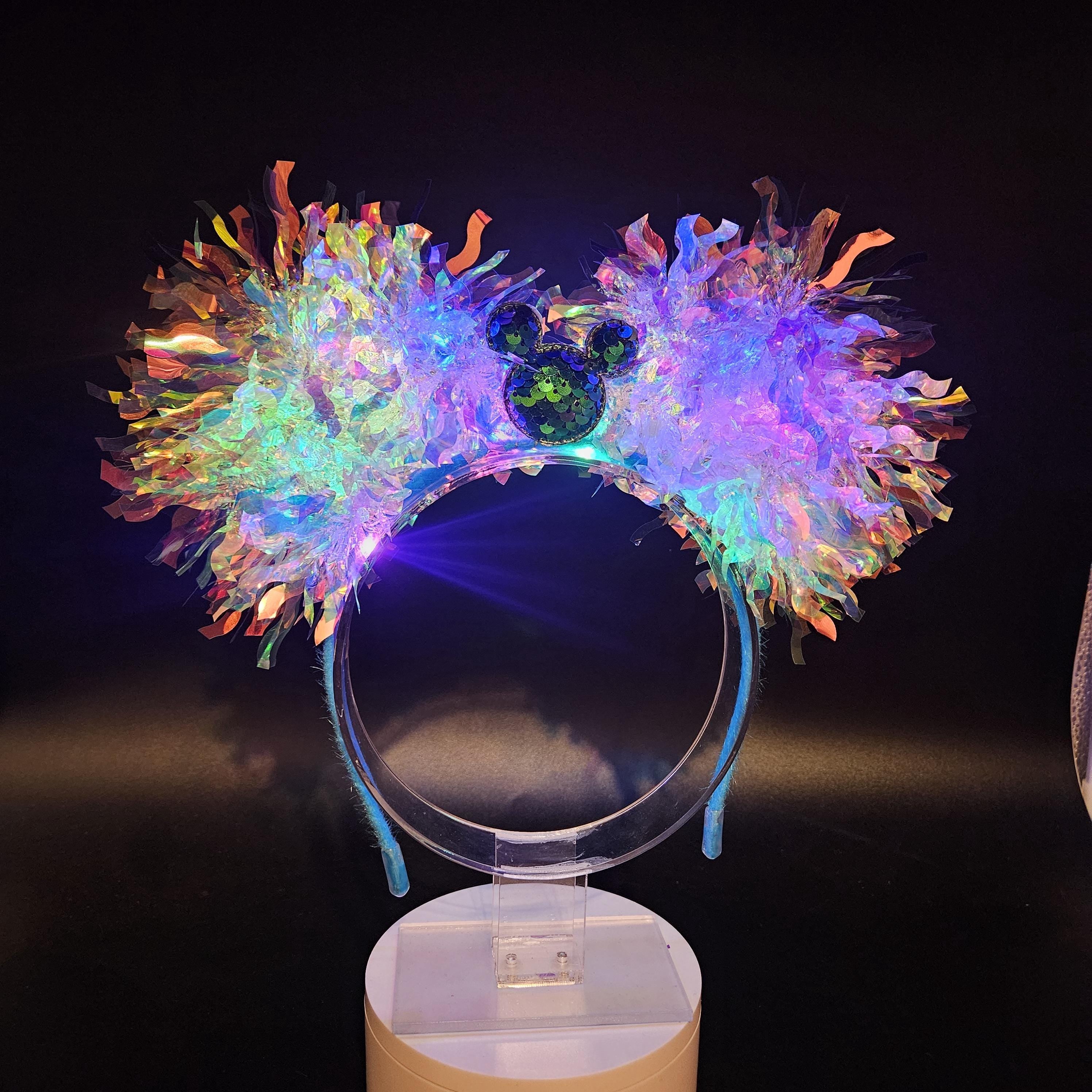 Iridescent Teal Mickey Ears: Light Up Ice Princess DisneyBound Headband