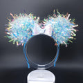 Blue Candy Mickey Ears: Light Up DisneyBound Ears, Holographic Iridescent Minnie Princess Headband