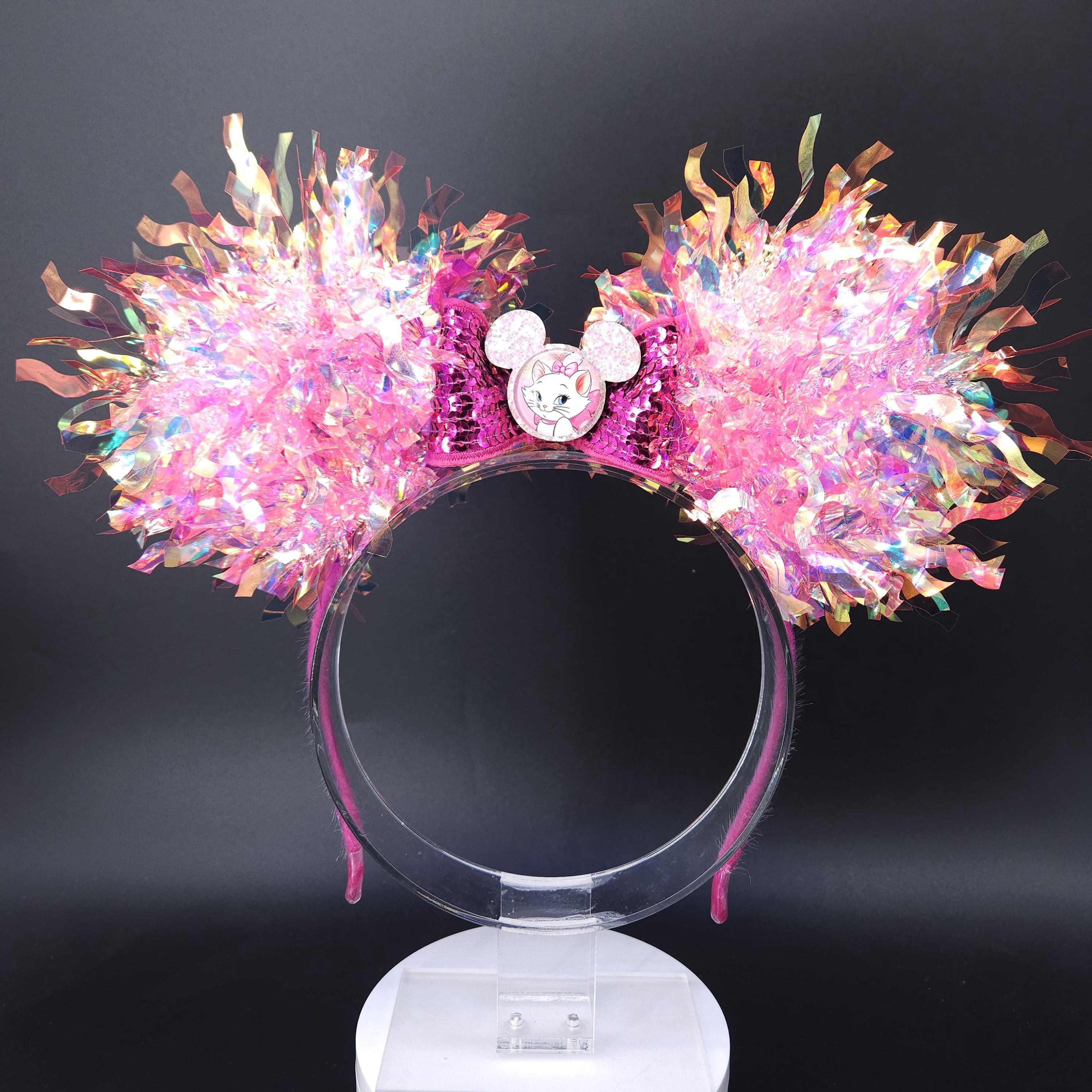 Marie Aristocat Mickey Ears: Pink Light Up Cat DisneyBound Minnie Headband
