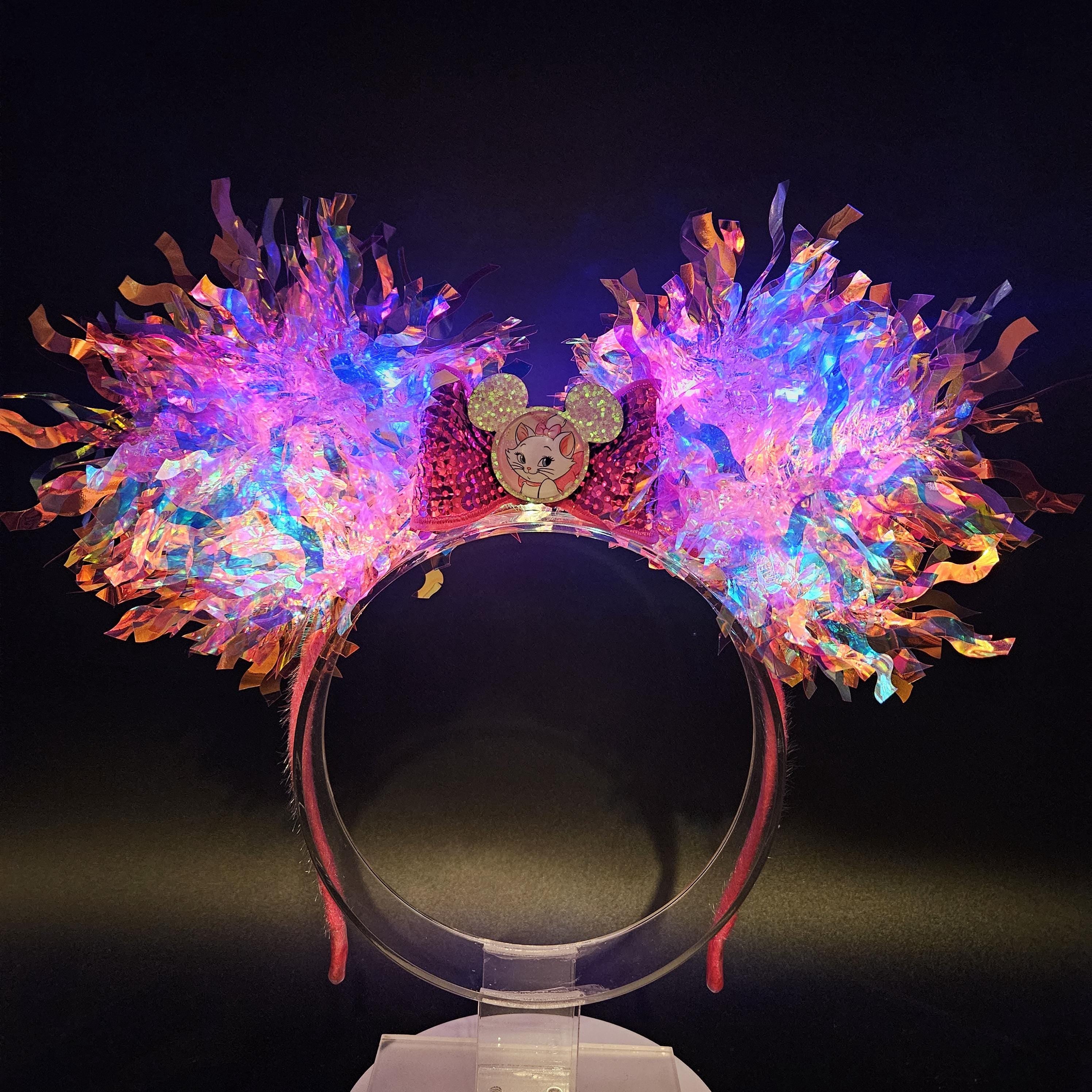 Marie Aristocat Mickey Ears: Pink Light Up Cat DisneyBound Minnie Headband