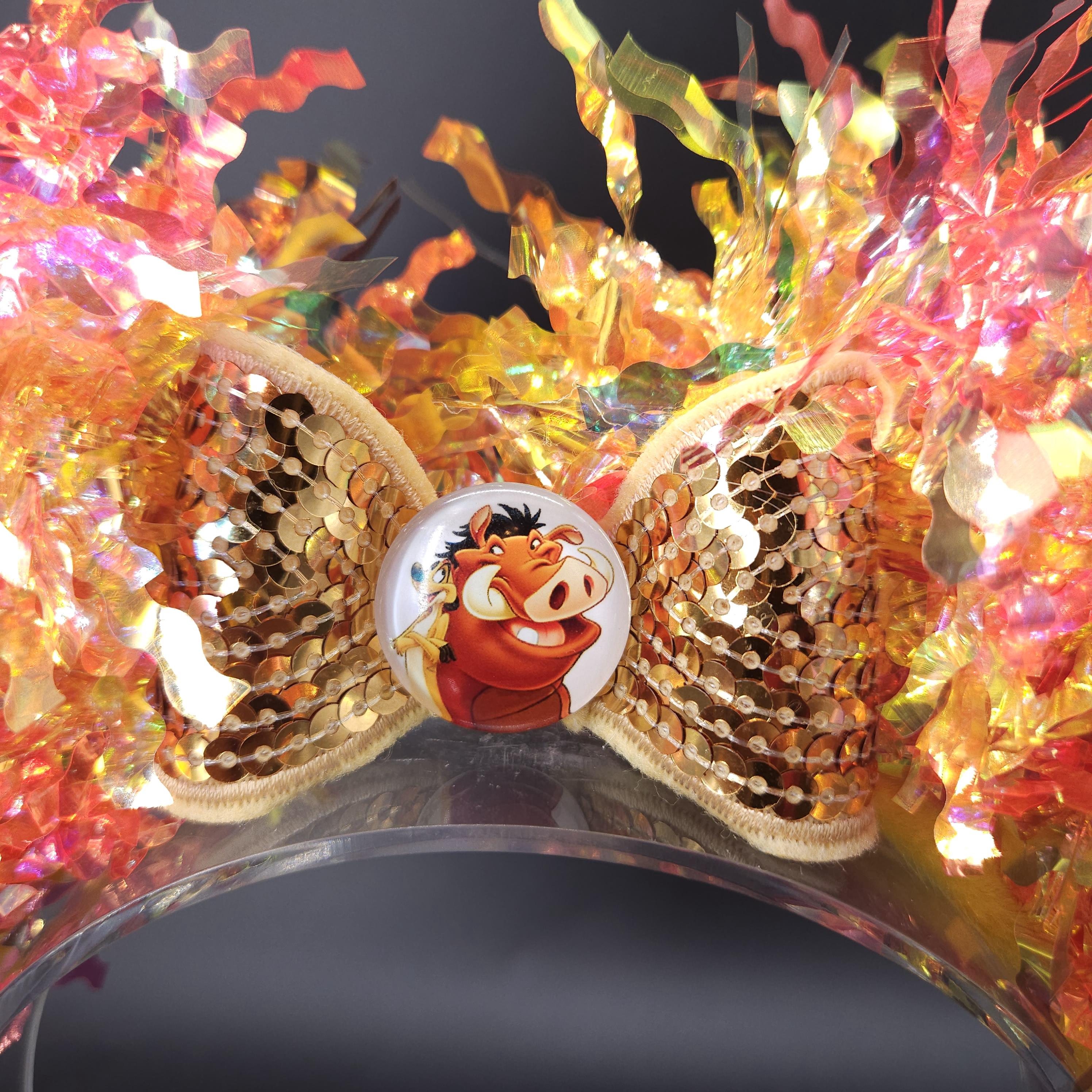 Pumbaa Mickey Ears: Light Up Lion King Iridescent Park Headband