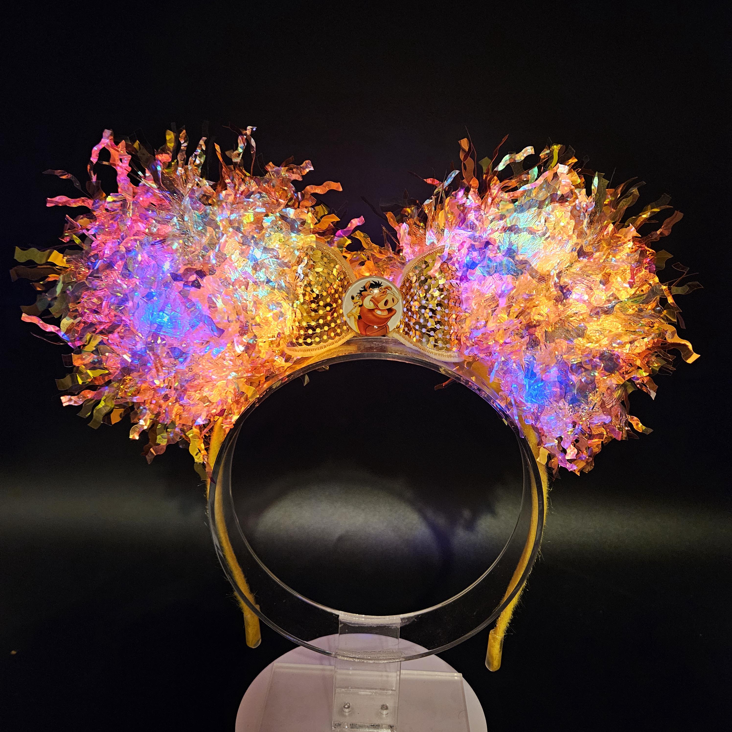 Pumbaa Mickey Ears: Light Up Lion King Iridescent Park Headband